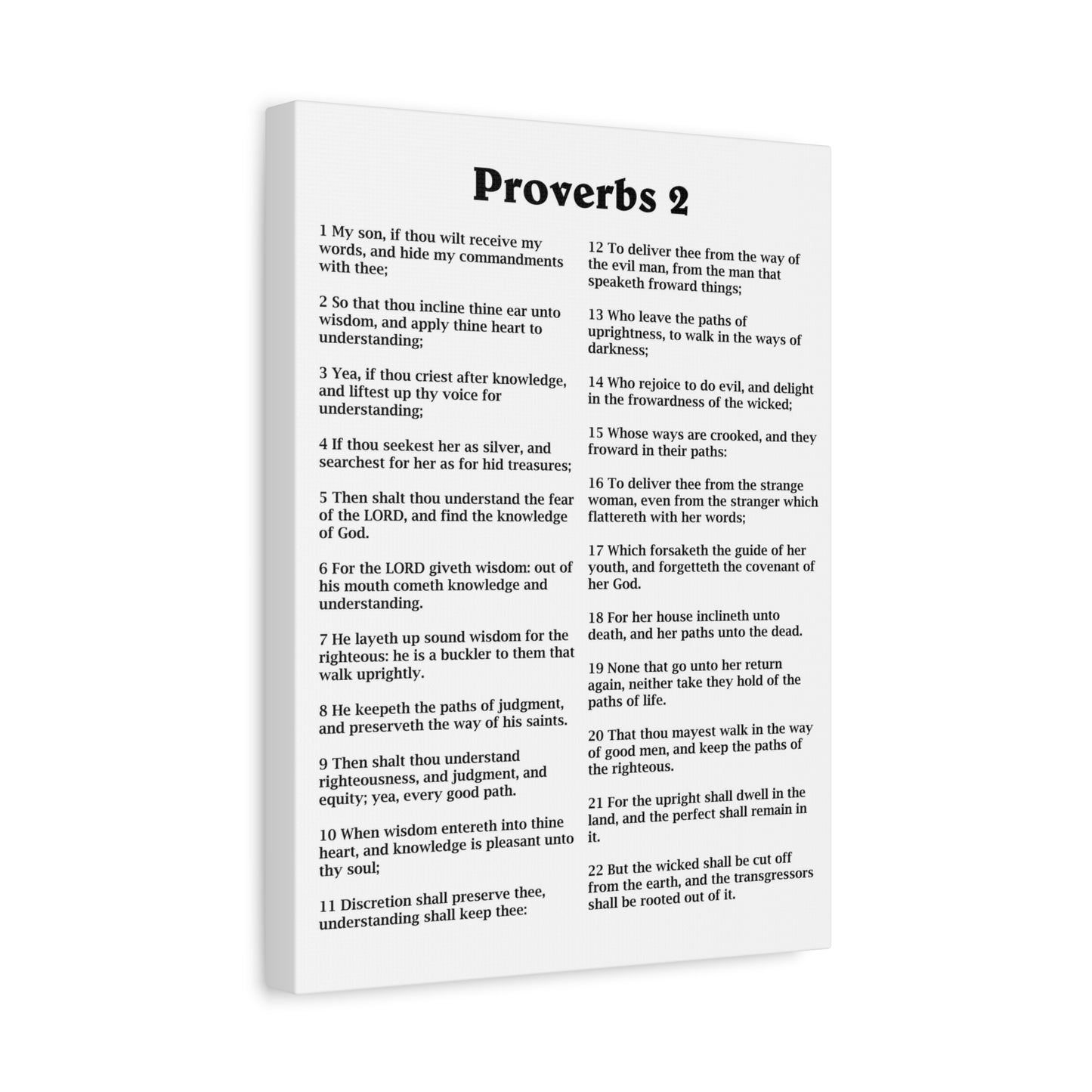 Scripture Walls Proverbs Chapter 2 White Bible Canvas Christian Wall Art Ready to Hang Unframed