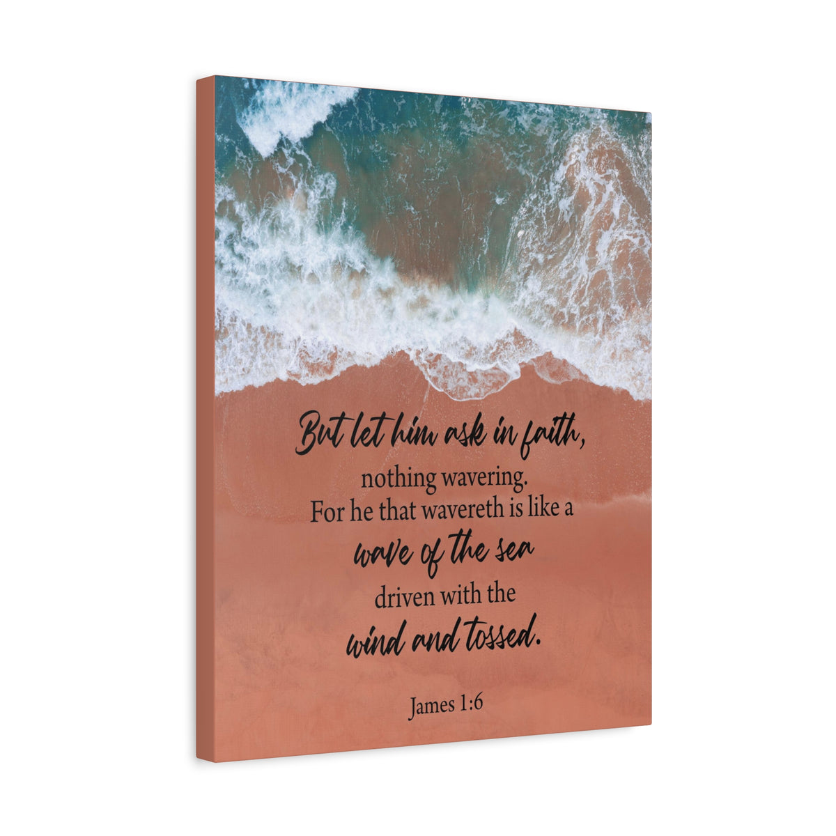 Scripture Canvas Wave of the Sea James 1:6 Christian Wall Art Bible Verse Print Ready to Hang