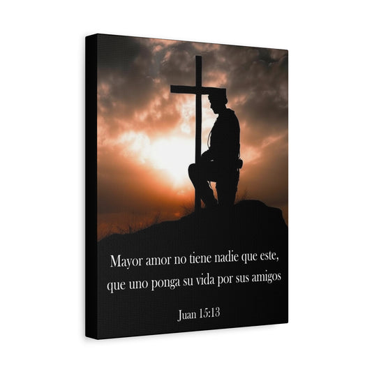 Scripture Walls John 15:13 Greater Love Soldier at Cross Christian Wall Art Print Ready to Hang Unframed