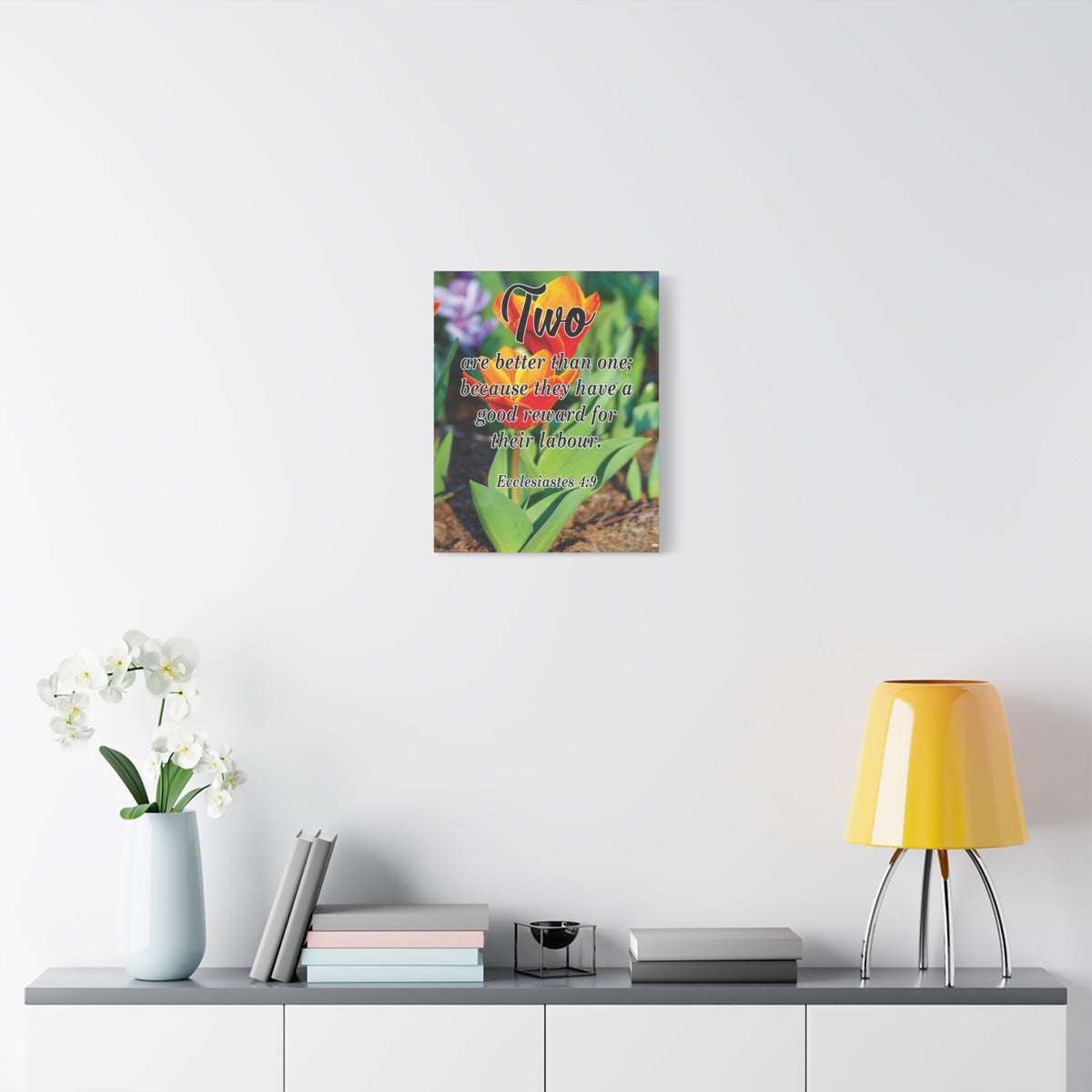 Scripture Canvas Two Are Better Than One Ecclesiastes 4:9 Christian Wall Art Bible Verse Print Ready to Hang