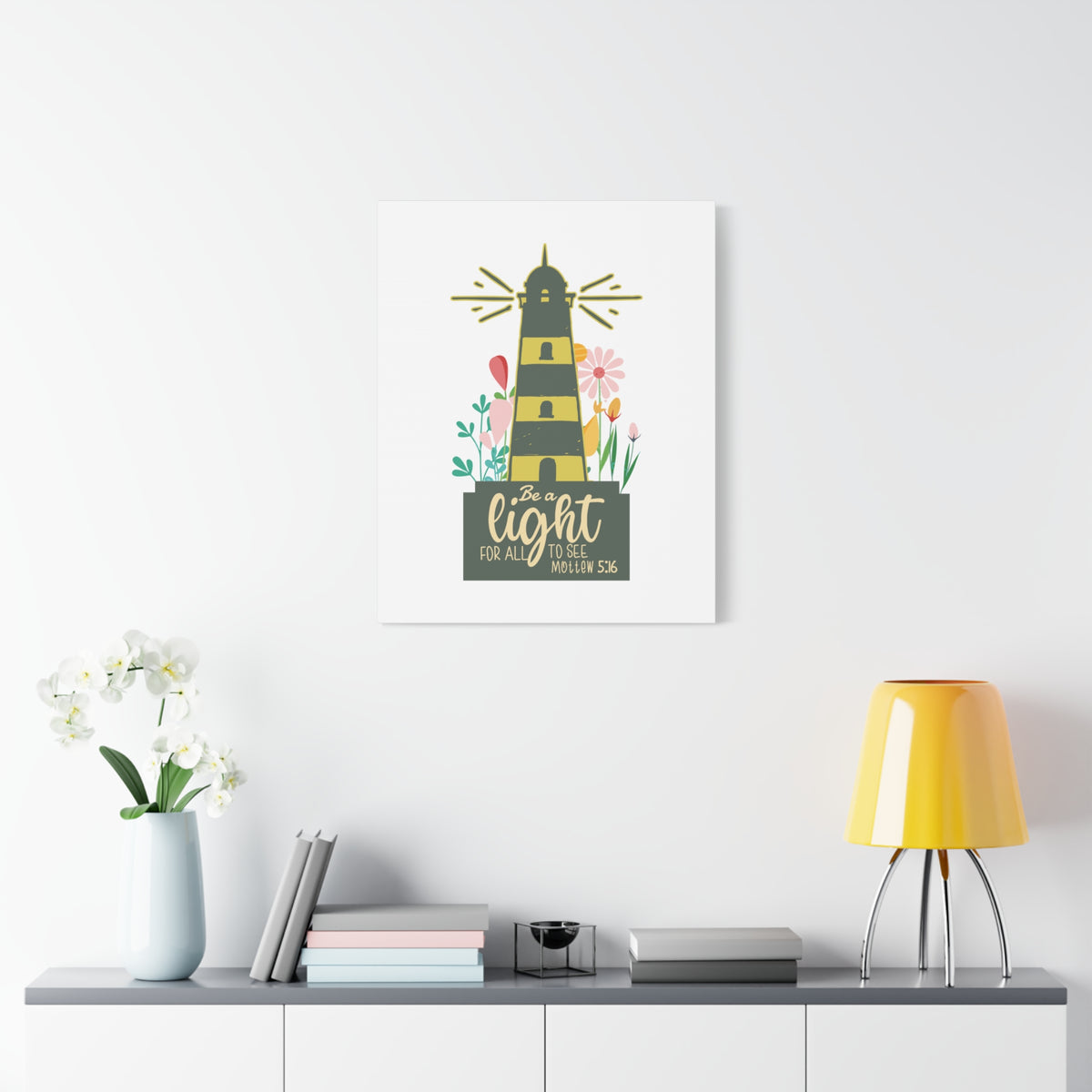 Scripture Canvas Be A Light Matthew 5:16 Christian Wall Art Bible Verse Print Ready to Hang
