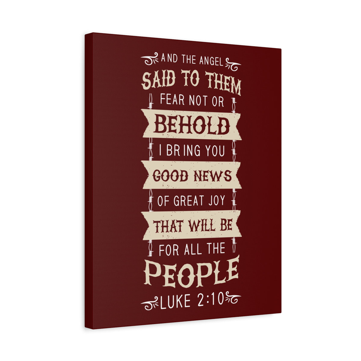 Scripture Canvas Great Joy Luke 2:10 Christian Wall Art Bible Verse Print Ready to Hang