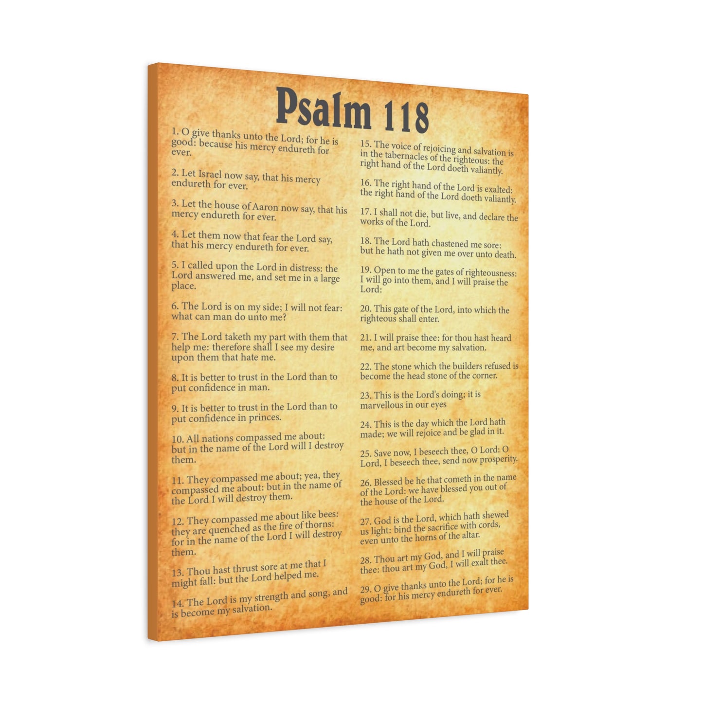 Scripture Walls Psalm 118 Gold Bible Chapter Canvas Christian Wall Art Ready to Hang