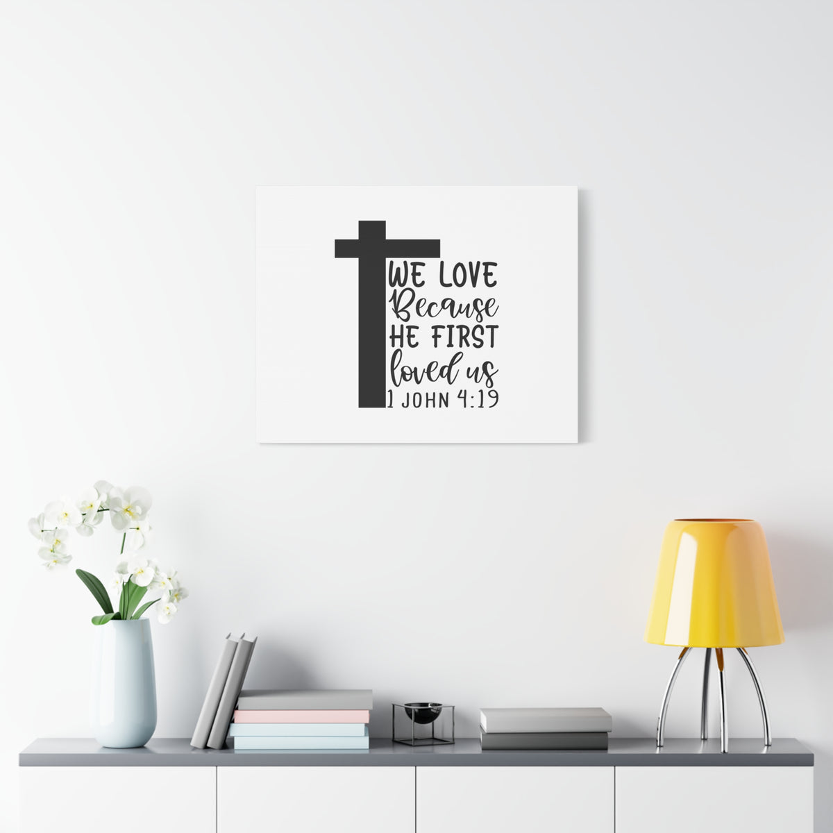 Scripture Canvas We Love 1 John 4:19 Christian Wall Art Bible Verse Print Ready to Hang