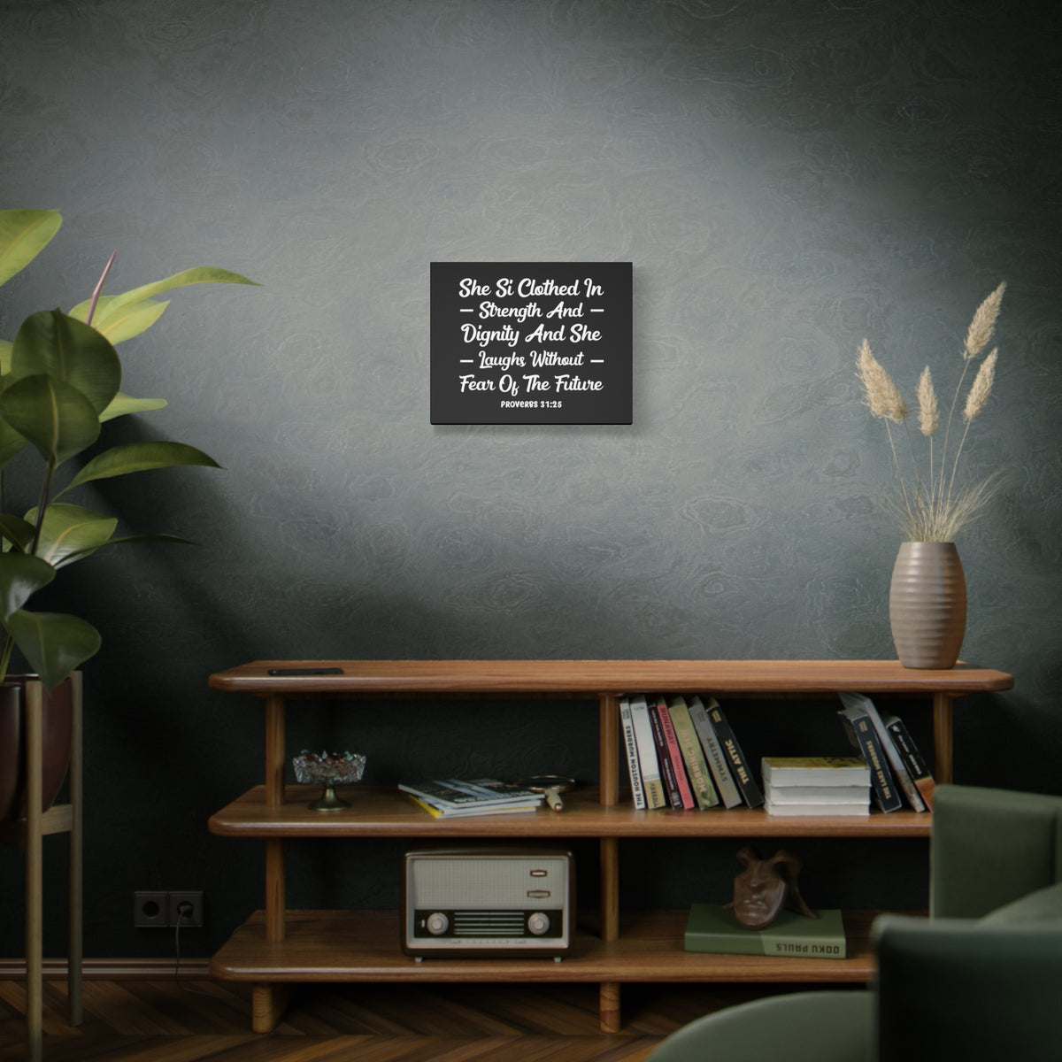 Scripture Canvas Clothed In Strength Proverbs 31:25 Christian Wall Art Bible Verse Print Ready to Hang