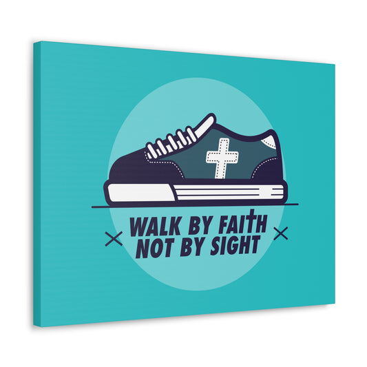 Walk By Faith Not By Sight 2 Corinthians 5:7 Blue Shoes Christian Wall Art Bible Verse Print Ready to Hang