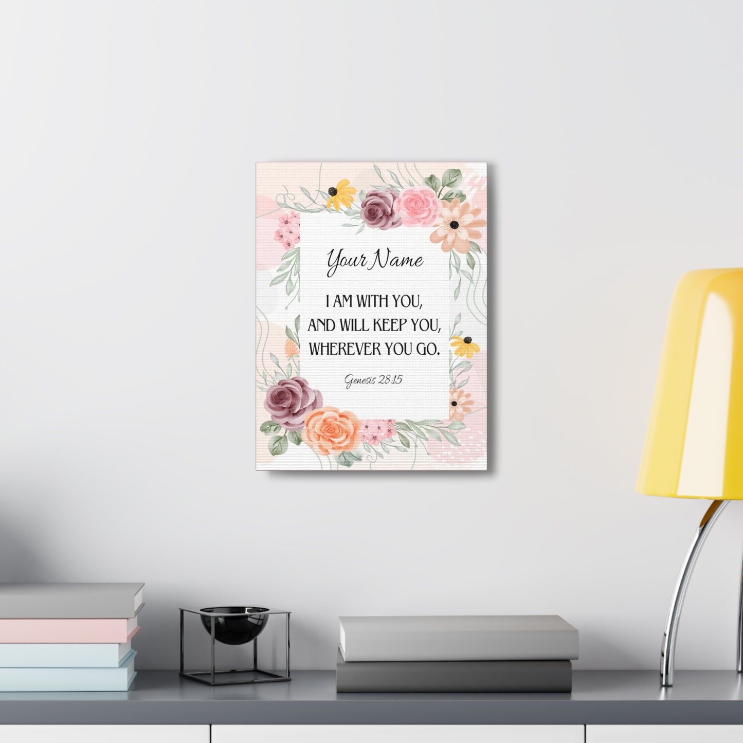 Personalized Genesis 28:15 I Am With You  Bible Chapter Canvas Christian Wall Art Ready to Hang