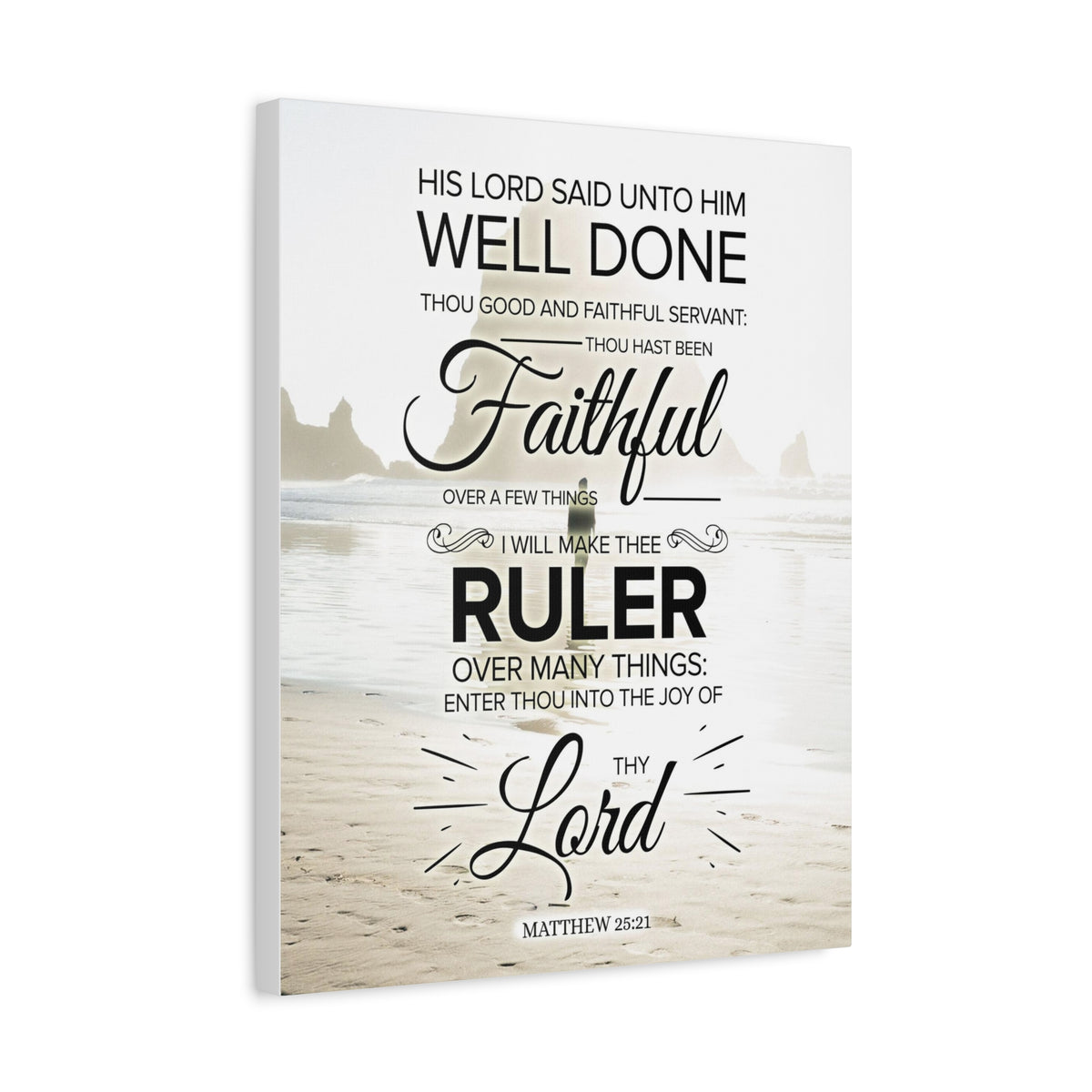 Scripture Canvas Faithful Servant Matthew 25:21 Christian Wall Art Bible Verse Print Ready to Hang