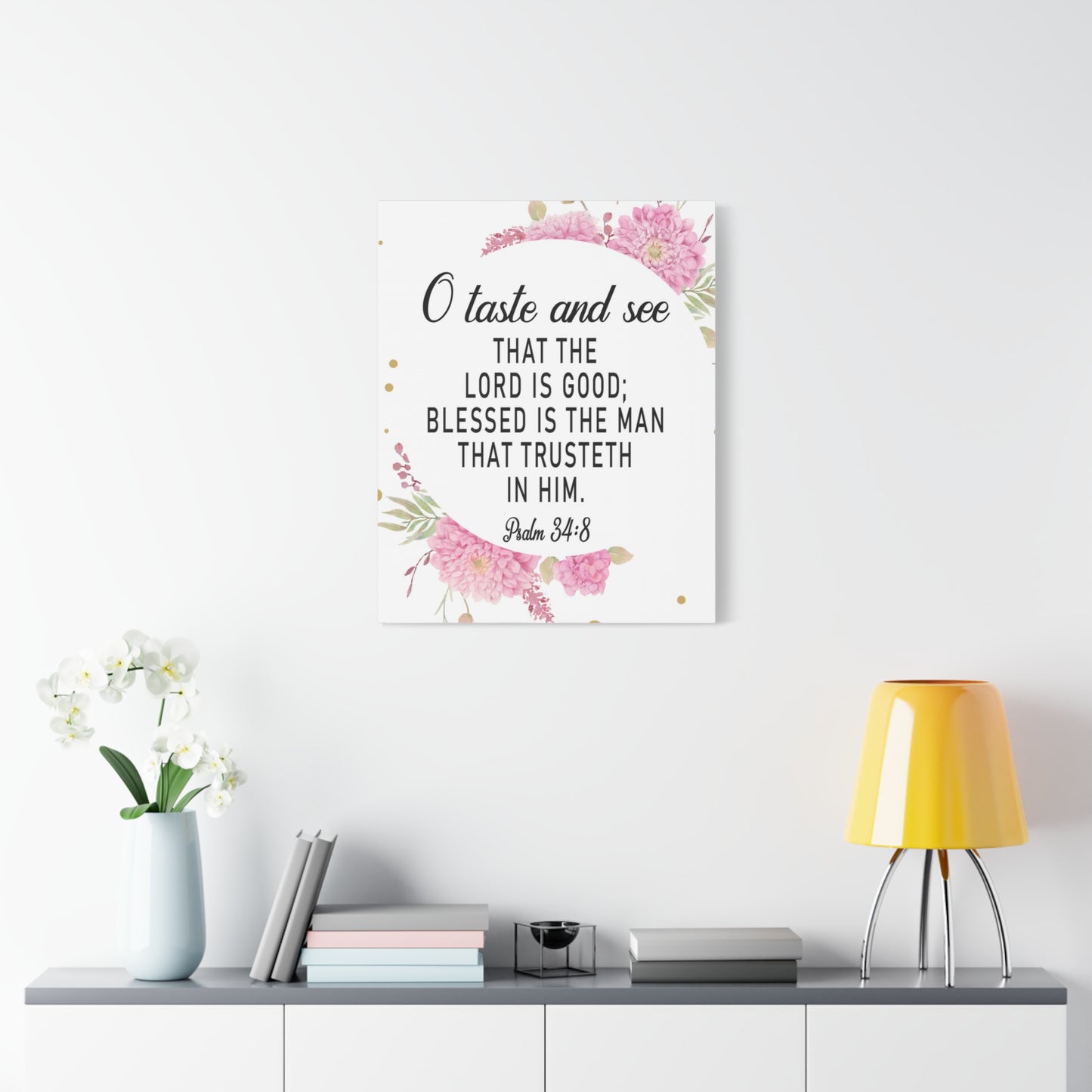 Bible Verse Canvas O Taste and See Psalm 34:8 Scripture Wall Art Christian Home Decor