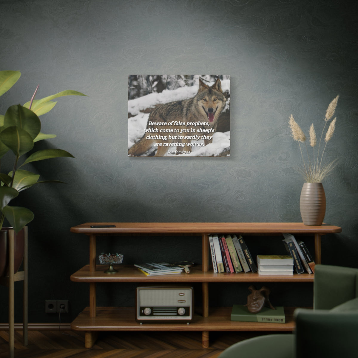 Scripture Canvas False Prophets Matthew 7:15 Christian Wall Art Bible Verse Print Ready to Hang