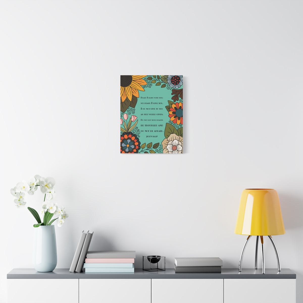 Scripture Canvas Peace I Live With You John 14:27 Christian Wall Art Bible Verse Print Ready to Hang
