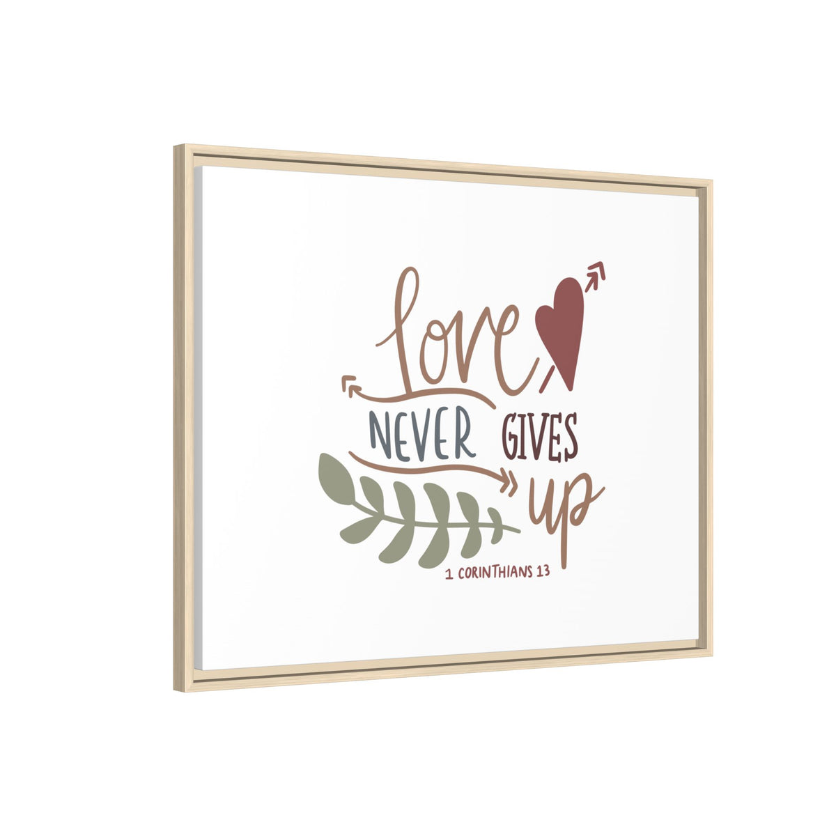 Scripture Canvas Love Never Gives Up 1 Corinthians 13 Christian Wall Art Bible Verse Print Ready to Hang