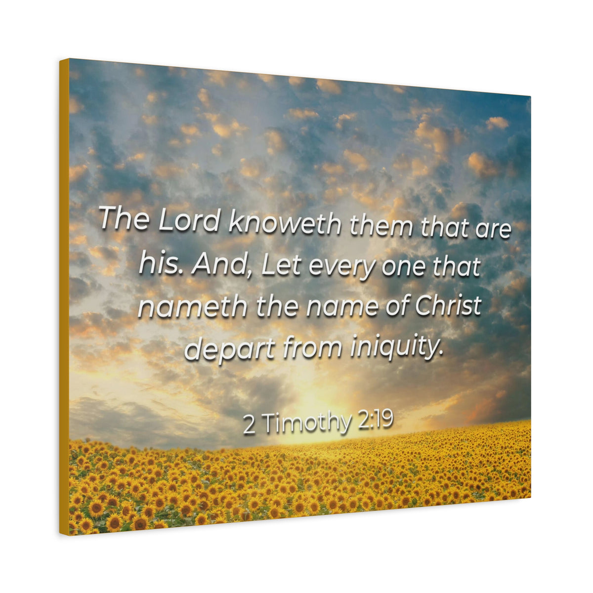 Scripture Canvas Foundation Of God 2 Timothy 2:19 Christian Wall Art Bible Verse Print Ready to Hang