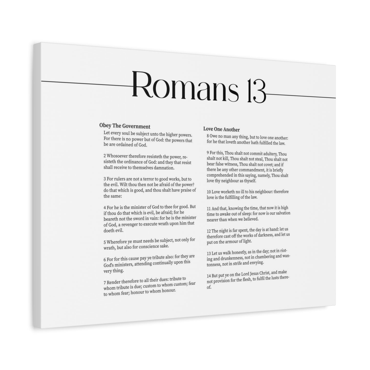 Scripture Canvas Romans 13 Christian Wall Art Print Ready to Hang