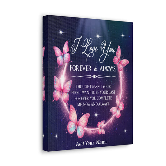 Personalized  To My Wife Forever & Always Butterfly Canvas Wall Art – Romantic Gift for Eternal Love