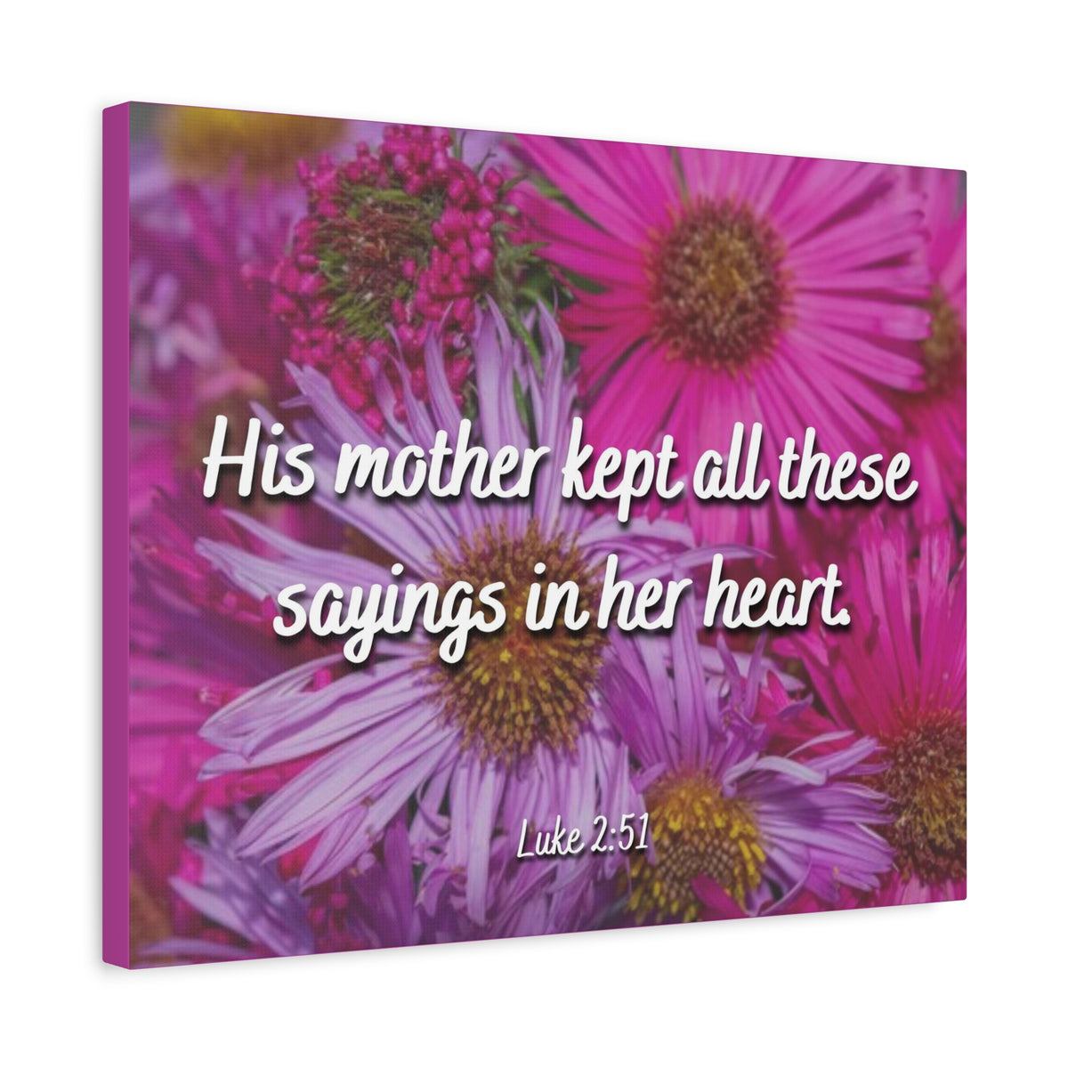 Scripture Canvas Sayings In Her Heart Luke 2:51 Christian Wall Art Bible Verse Print Ready to Hang