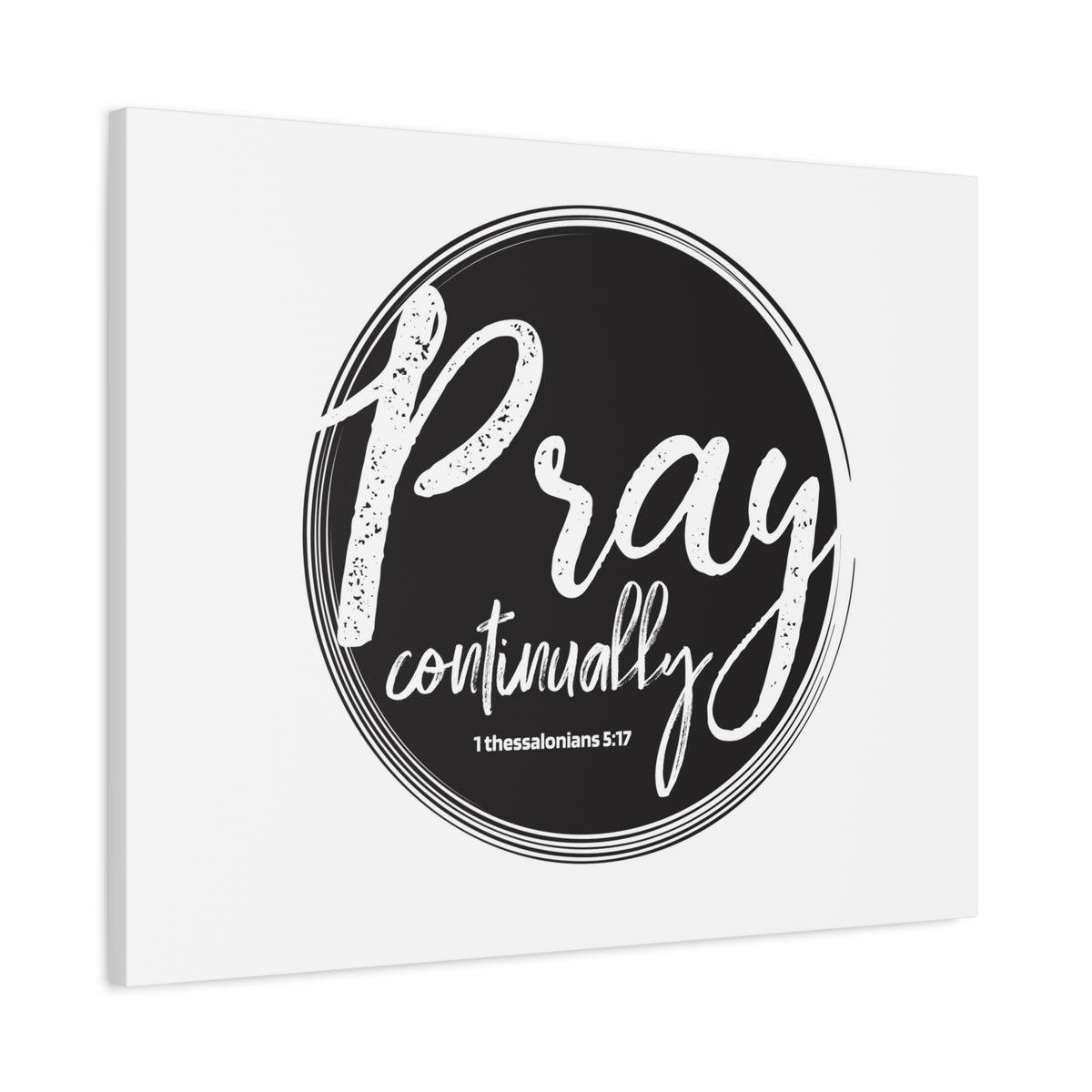 Scripture Canvas Pray Continually Gray Circle 1 Thessalonians 5:17 Christian Wall Art Bible Verse Print Ready to Hang