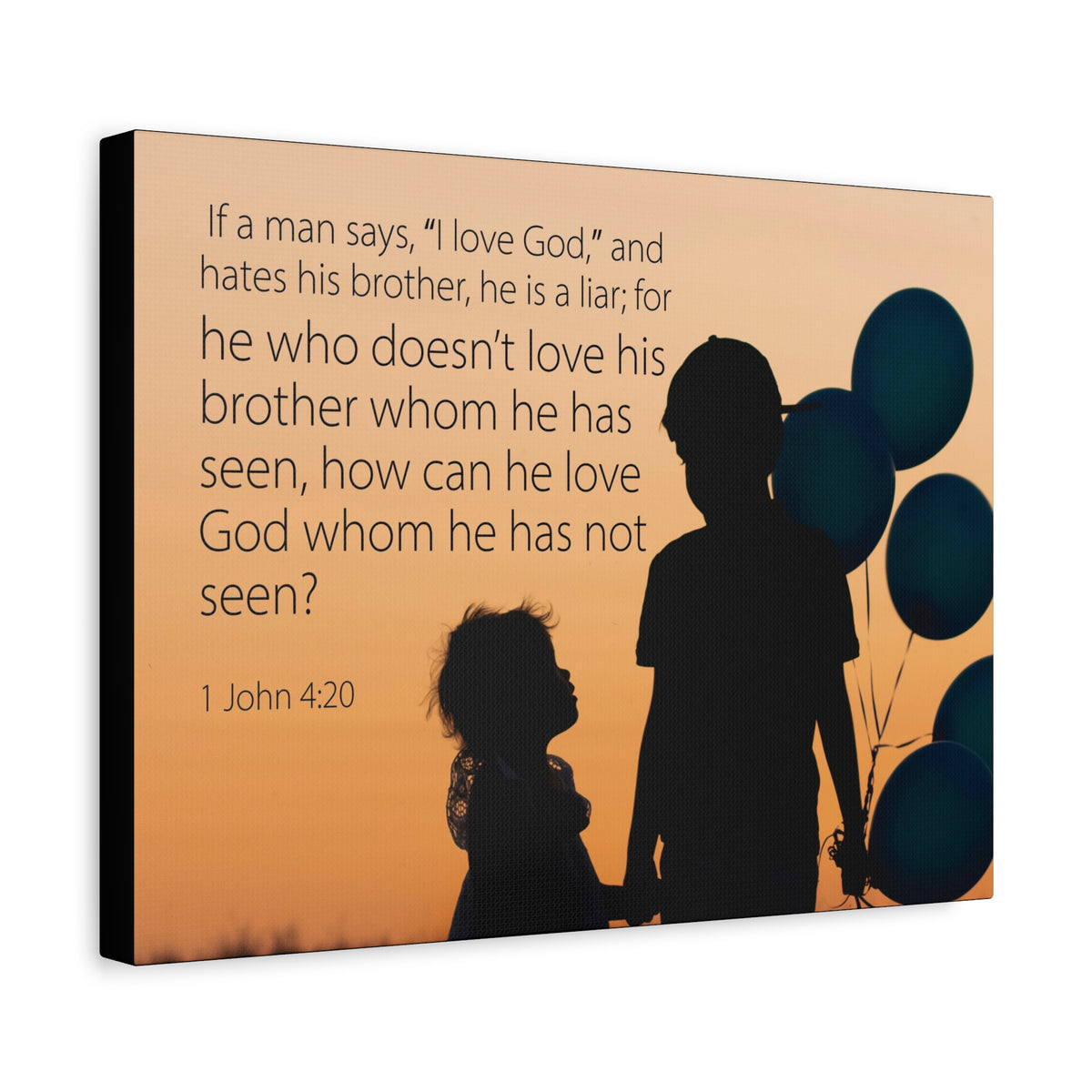 Scripture Canvas I Love God 1 John 4:20 Christian Wall Art Bible Verse Print Ready to Hang