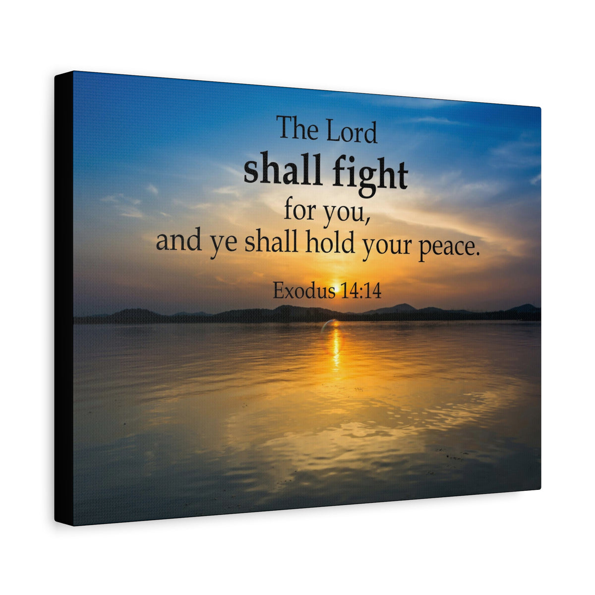 Scripture Canvas The Lord Shall Fight For You Exodus 14:14 Christian Wall Art Bible Verse Print Ready to Hang