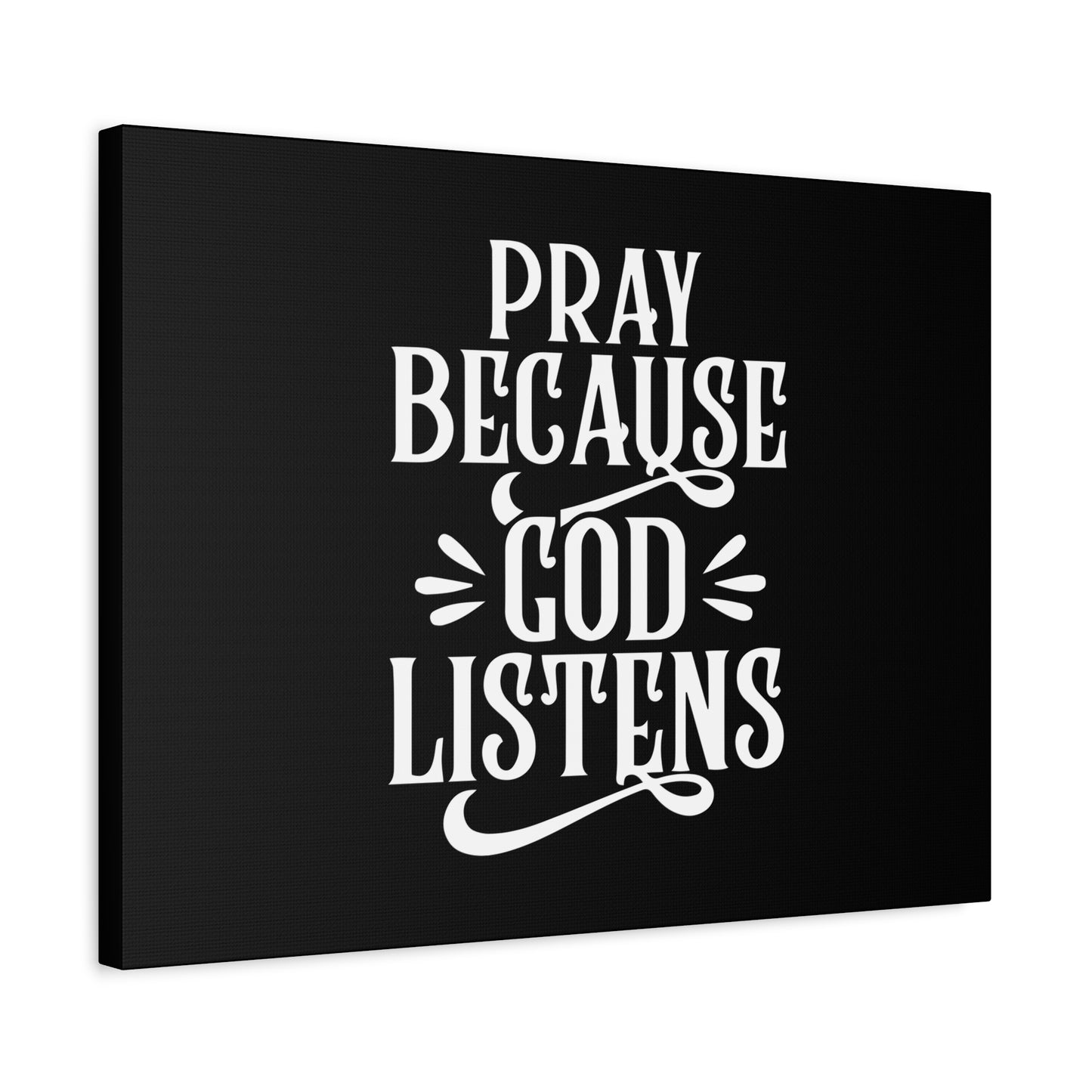 Scripture Canvas God Listens Psalm 34:17 Black Christian Wall Art Bible Verse Print Ready to Hang
