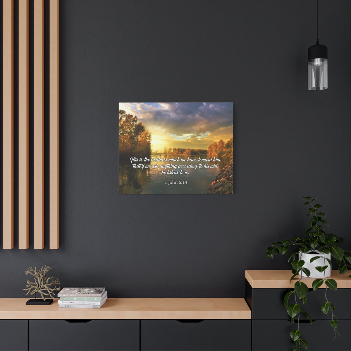 Scripture Canvas The Confidence 1 John 5:14 Christian Wall Art Bible Verse Print Ready to Hang