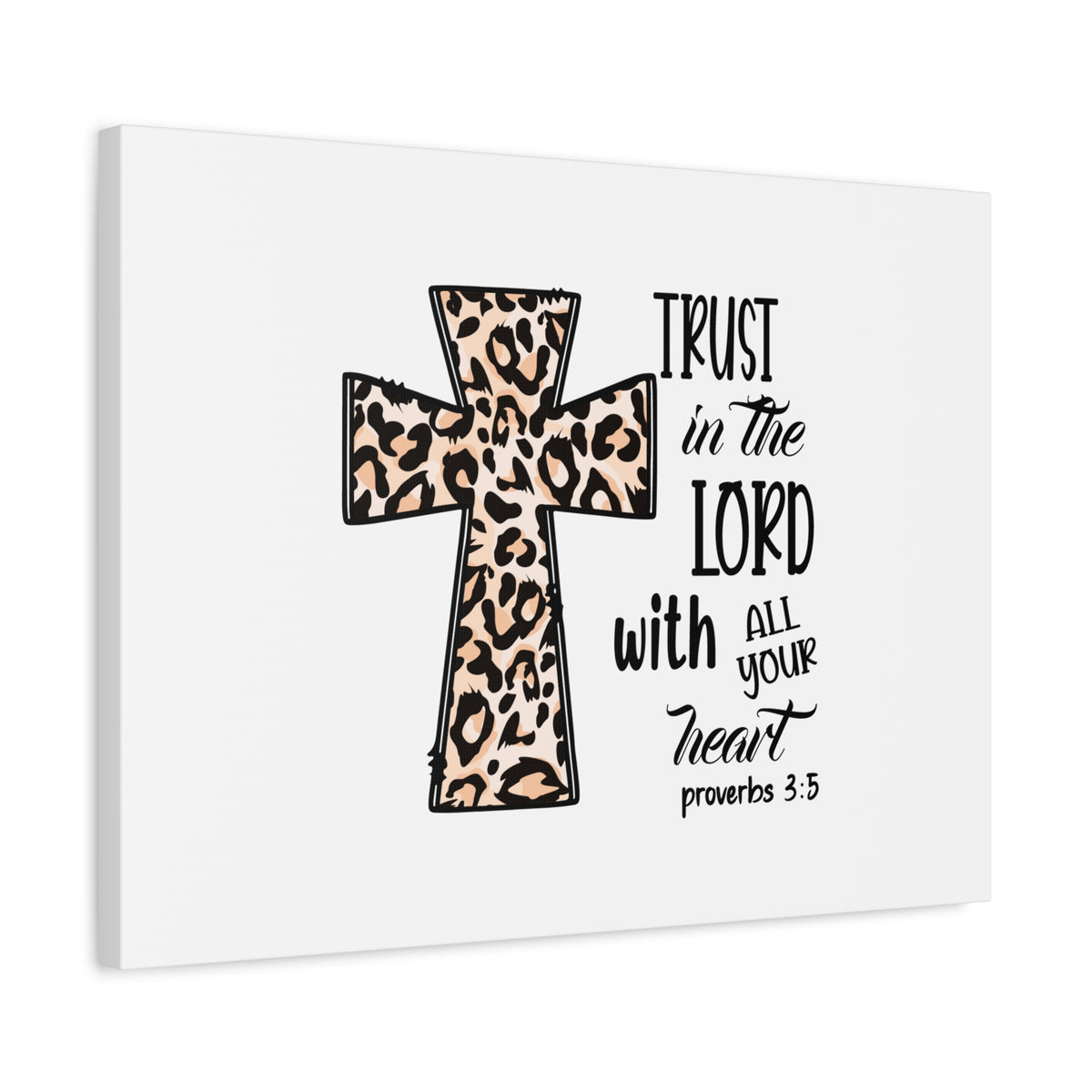 Scripture Canvas Trust In The Lord Proverbs 3:5 Leopard Pattern Christian Wall Art Bible Verse Print Ready to Hang
