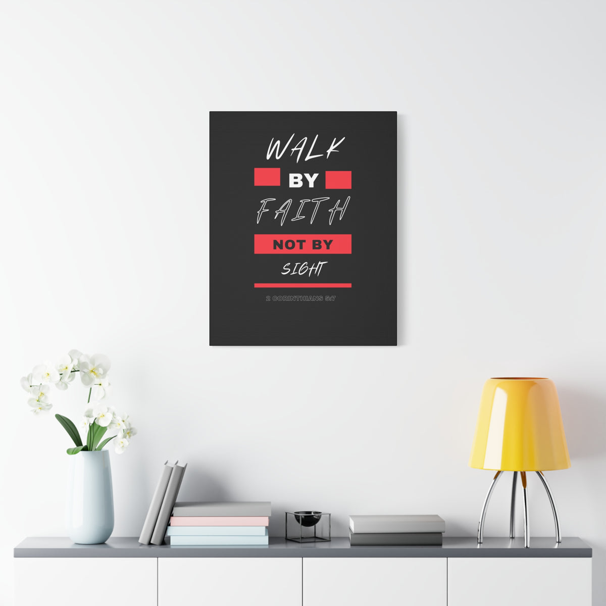 Scripture Canvas Walk By Faith 2 Corinthians 5:7 Christian Wall Art Bible Verse Print Ready to Hang