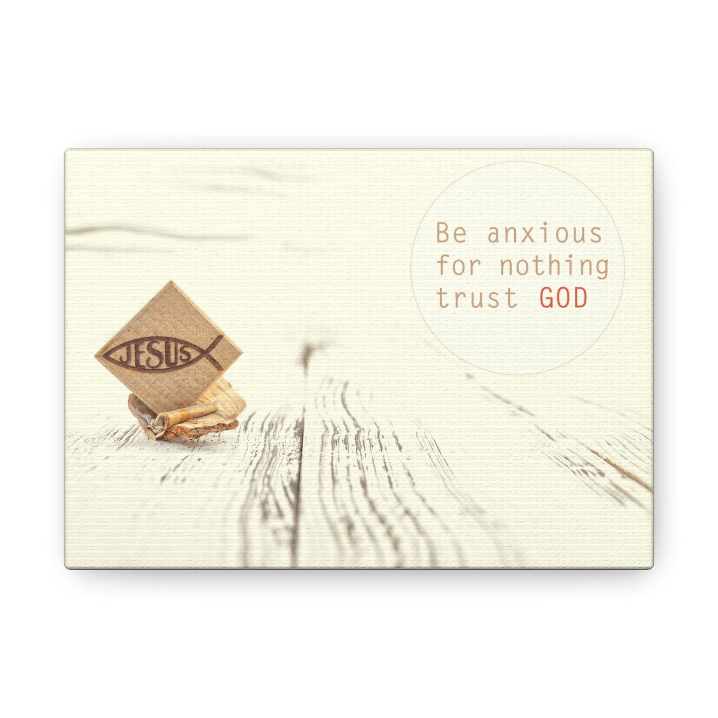 Trust God, Philippians 4:6 Jesus Fish Christian Wall Art Bible Verse Print Ready to Hang