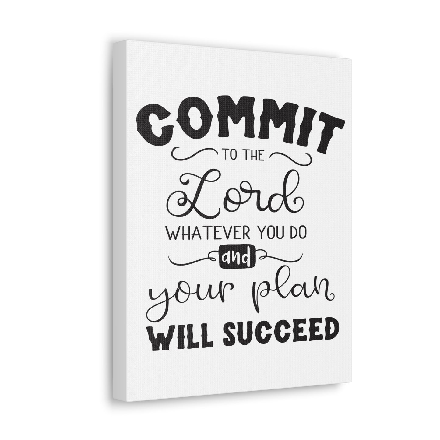 To The Lord Proverbs 16:3 Cursive Christian Wall Art Print Ready to Hang