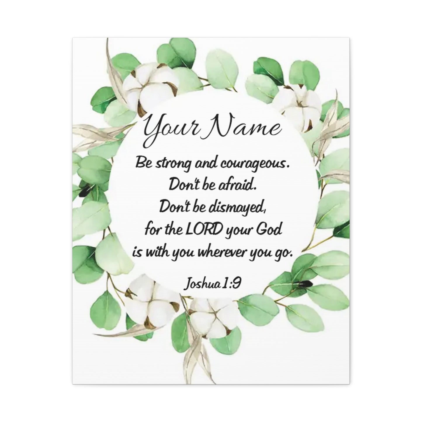 Personalized Joshua 1:9 Bible Chapter Canvas Christian Wall Art Ready to Hang