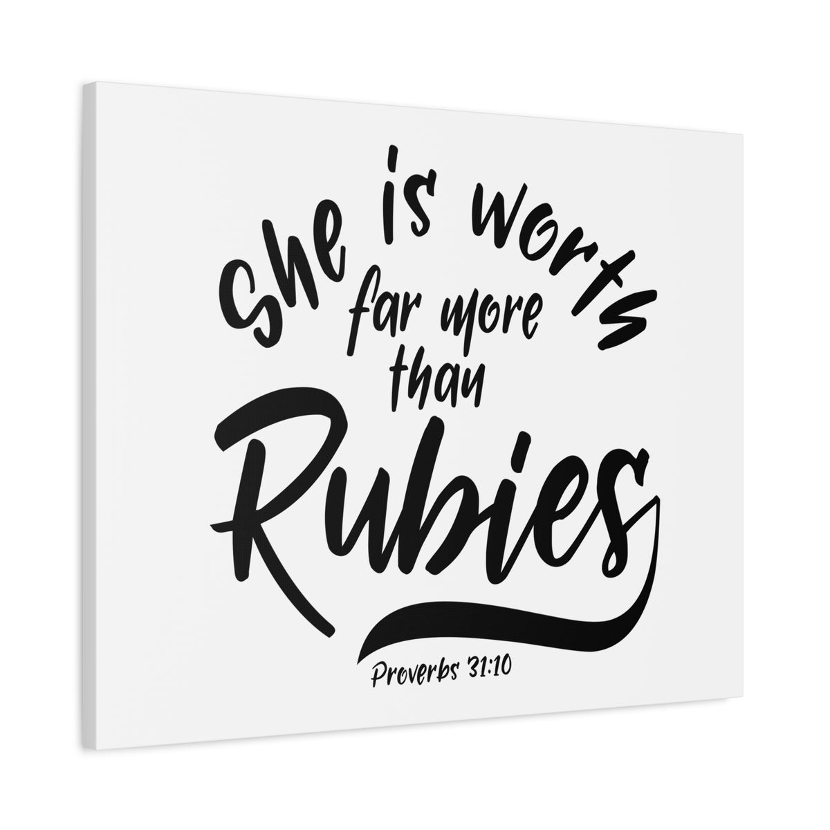 Scripture Canvas More Than Rubies Proverbs 31:10 Christian Wall Art Bible Verse Print Ready to Hang