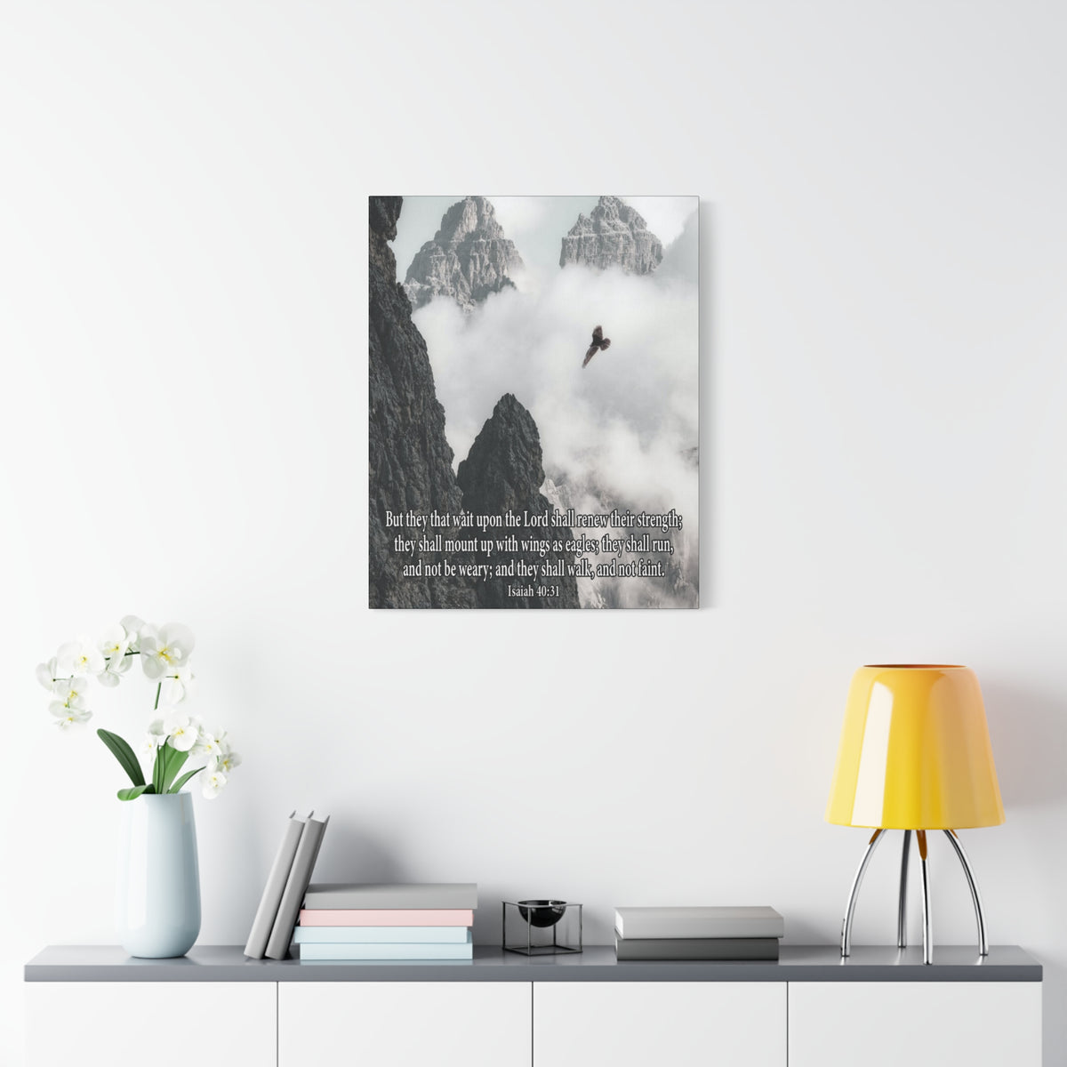 Scripture Canvas Wait Upon the Lord Isaiah 40:3 Christian Wall Art Bible Verse Print Ready to Hang