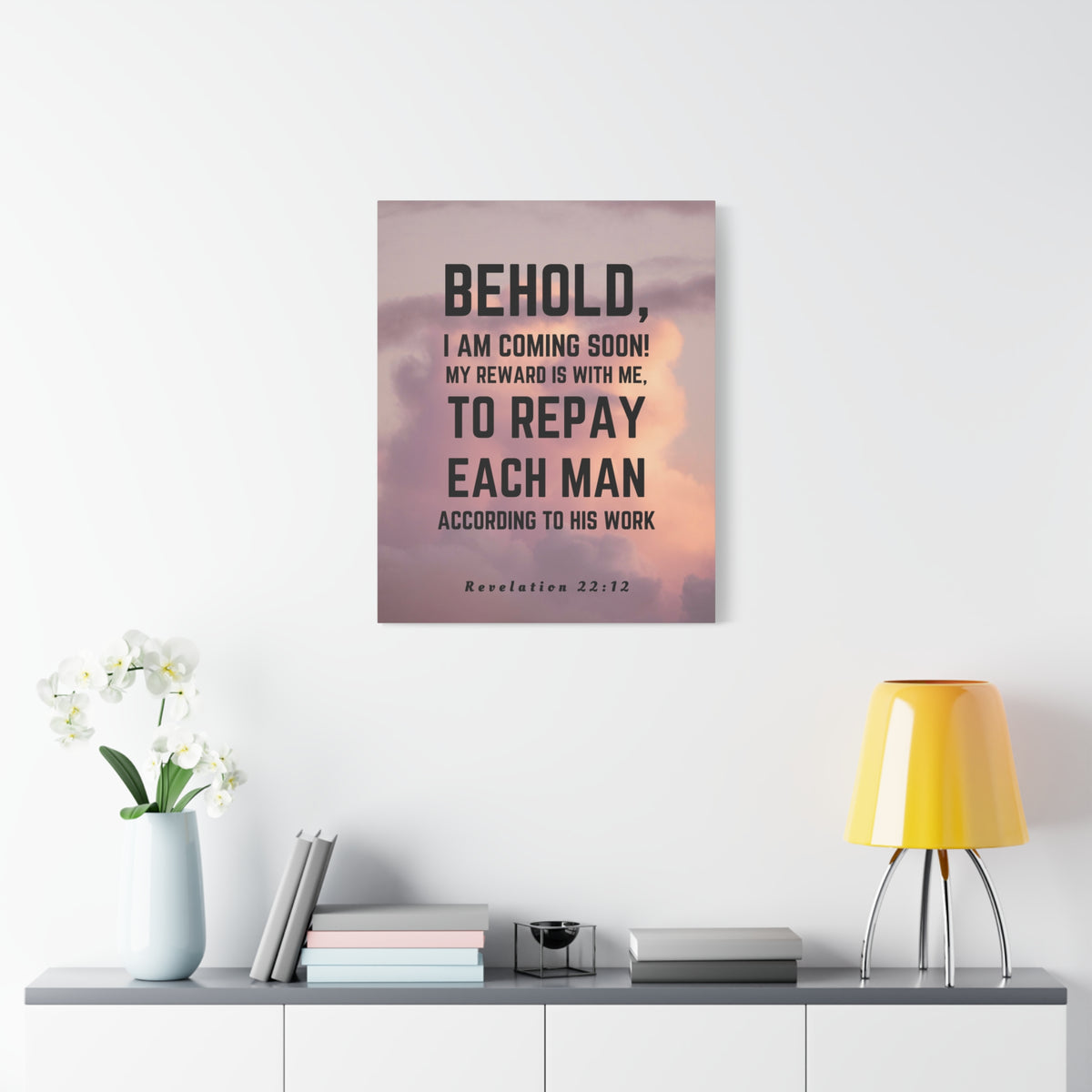 Scripture Canvas I Am Coming Soon Revelation 22:12 Christian Wall Art Bible Verse Print Ready to Hang