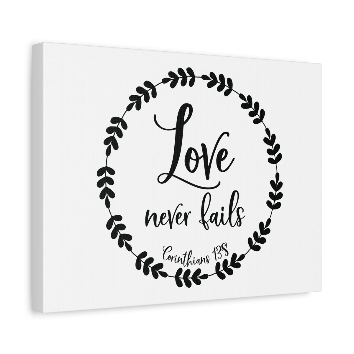 Scripture Canvas Love Never Fails Corinthians 13:8 Christian Wall Art Bible Verse Print Ready to Hang