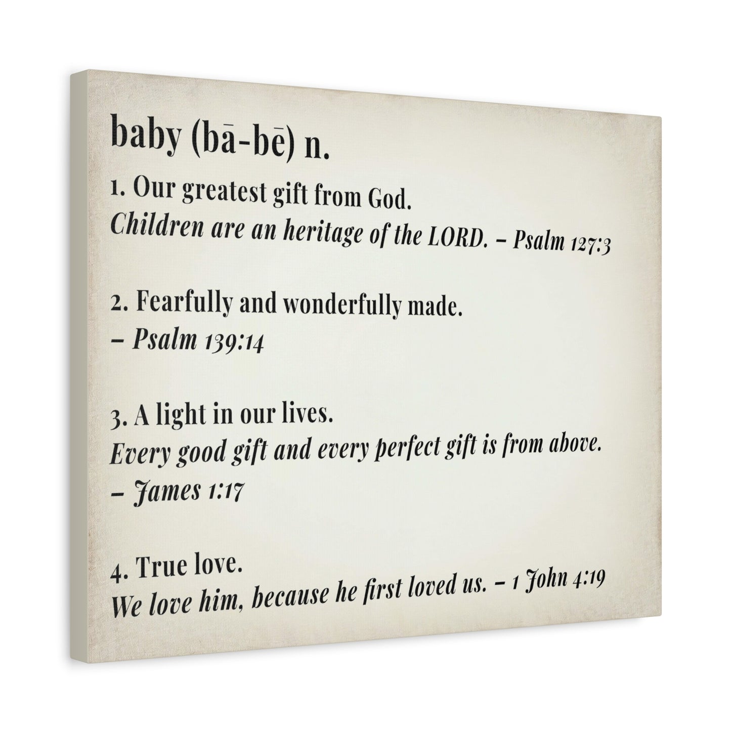 Scripture Walls Baby Definition by God Bible Verse Canvas Christian Wall Art Ready to Hang Unframed
