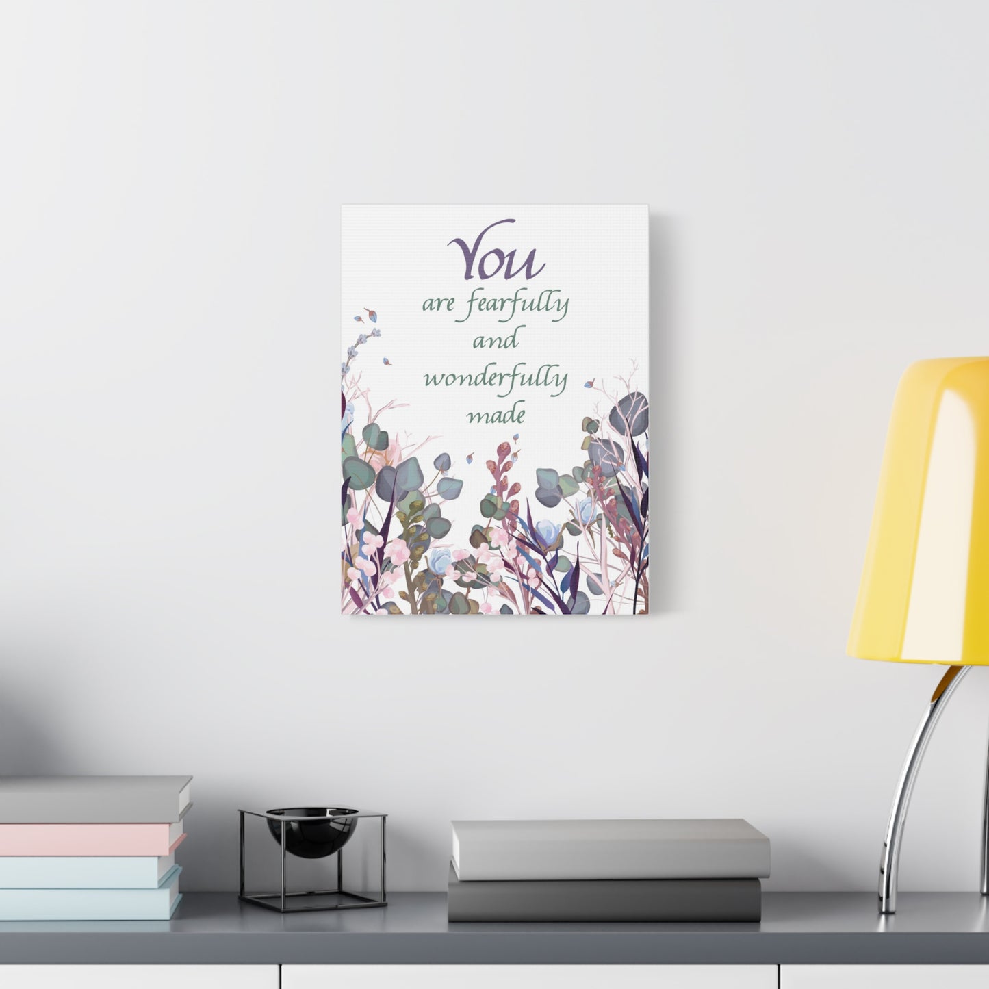 Scripture Canvas Wonderfully Made Psalm 139:14 Christian Wall Art Bible Verse Print Ready to Hang