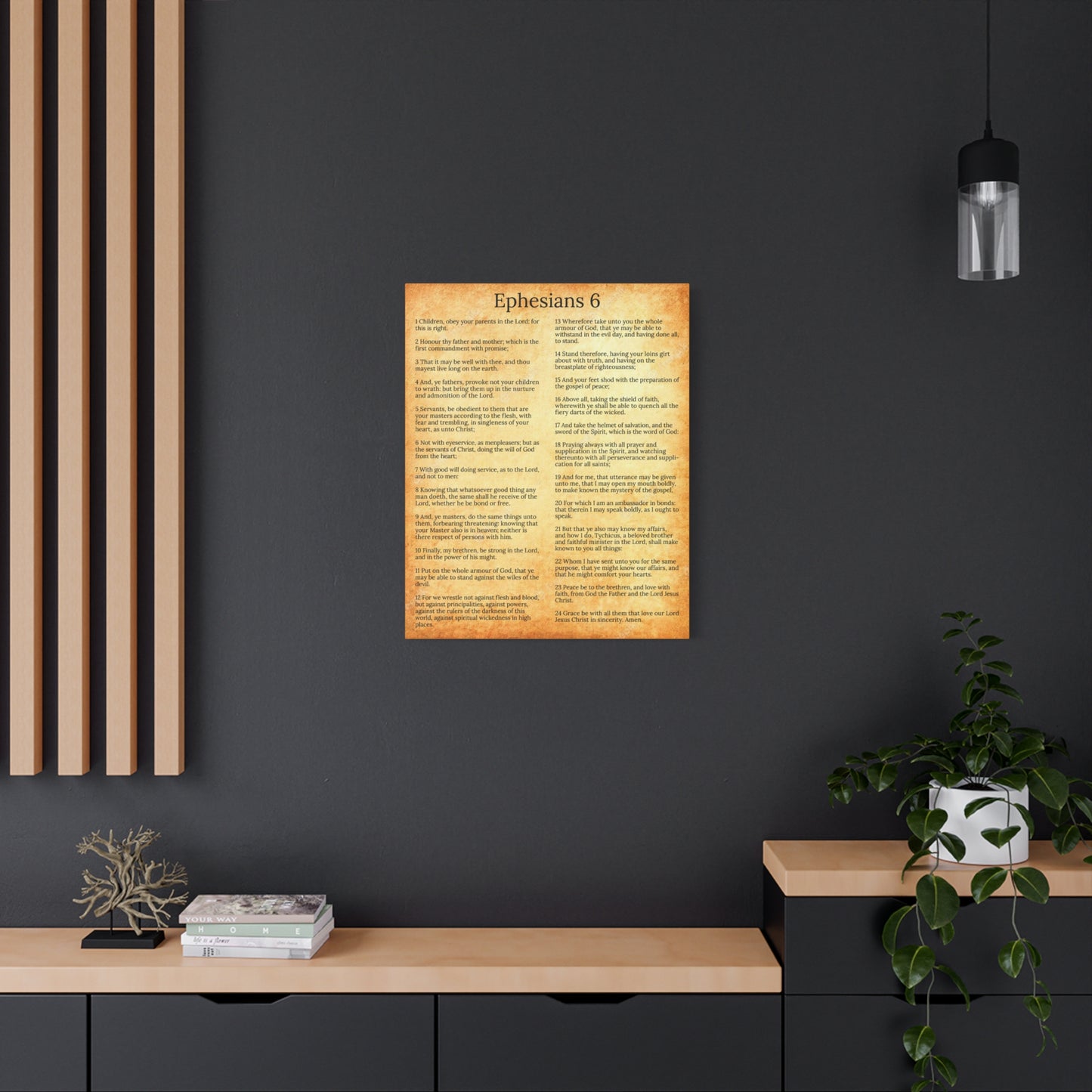 Scripture Walls Ephesians 6 Chapter Gold Protection of the Believer Christian Wall Art Print Ready to Hang Unframed