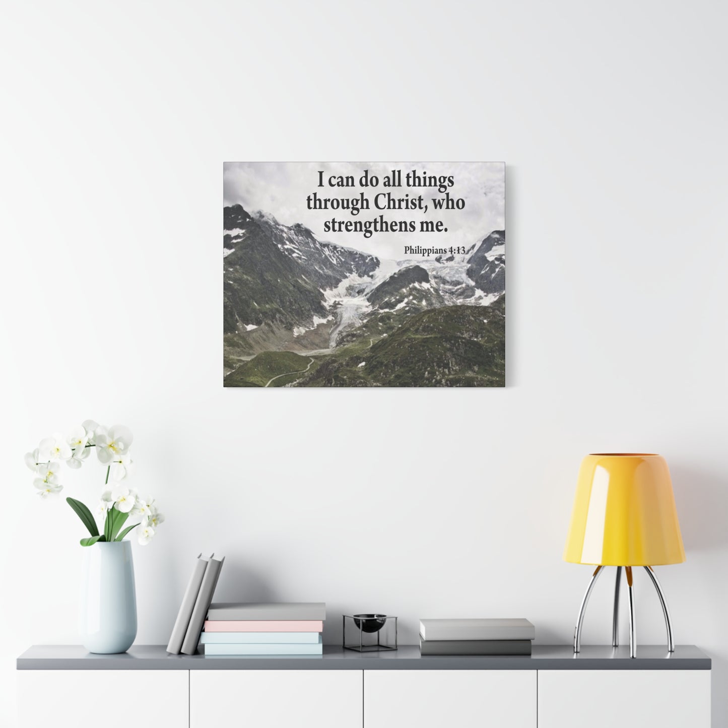 Scripture Canvas Christ Strenthens Me Philippians 4:13 Christian Wall Art Bible Verse Print Ready to Hang