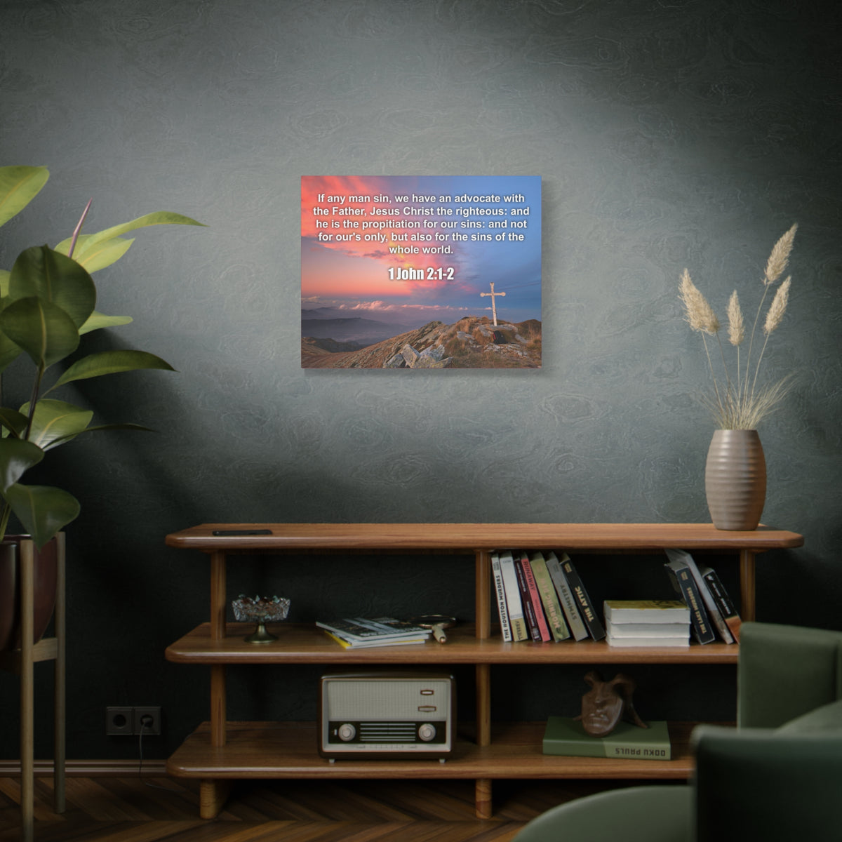 Scripture Canvas Jesus Christ The Righteous 1 John 2:1-2 Christian Wall Art Bible Verse Print Ready to Hang