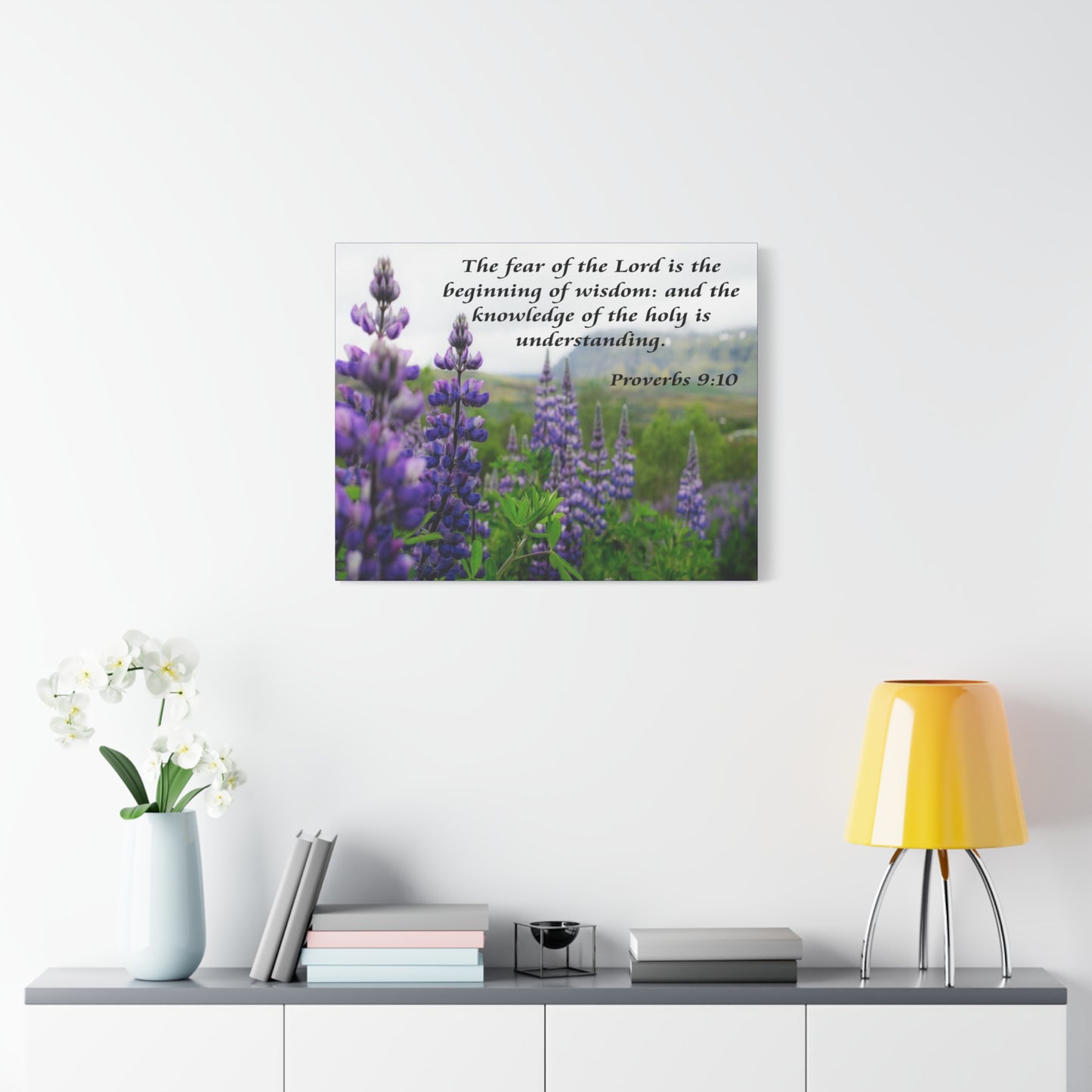 Bible Verse Canvas The Fear of The Lord Proverbs 9:10 Christian Home Décor Wall Art Scripture Ready to Hang Faith Print