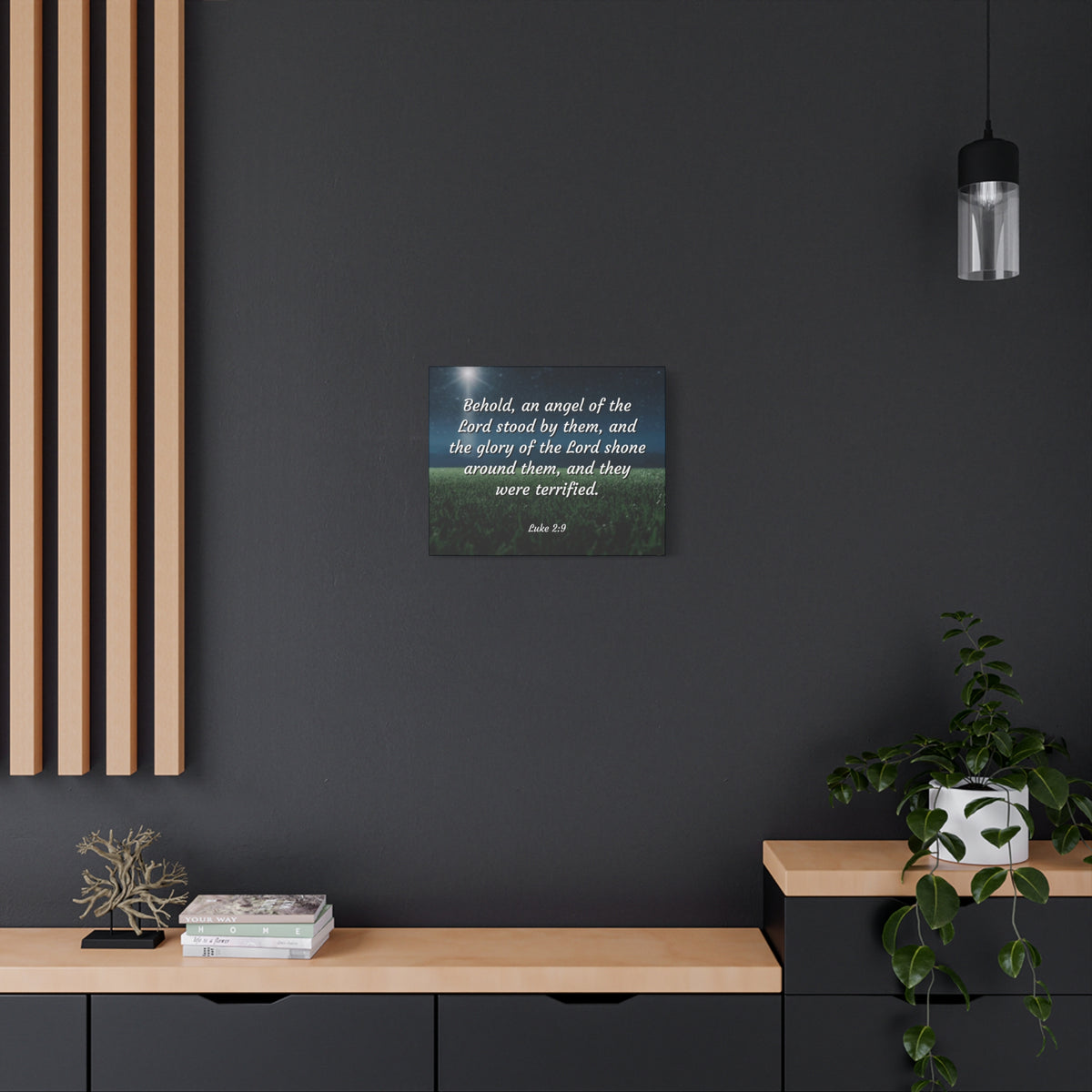 Scripture Canvas The Angel Luke 2:9 Christian Wall Art Bible Verse Print Ready to Hang