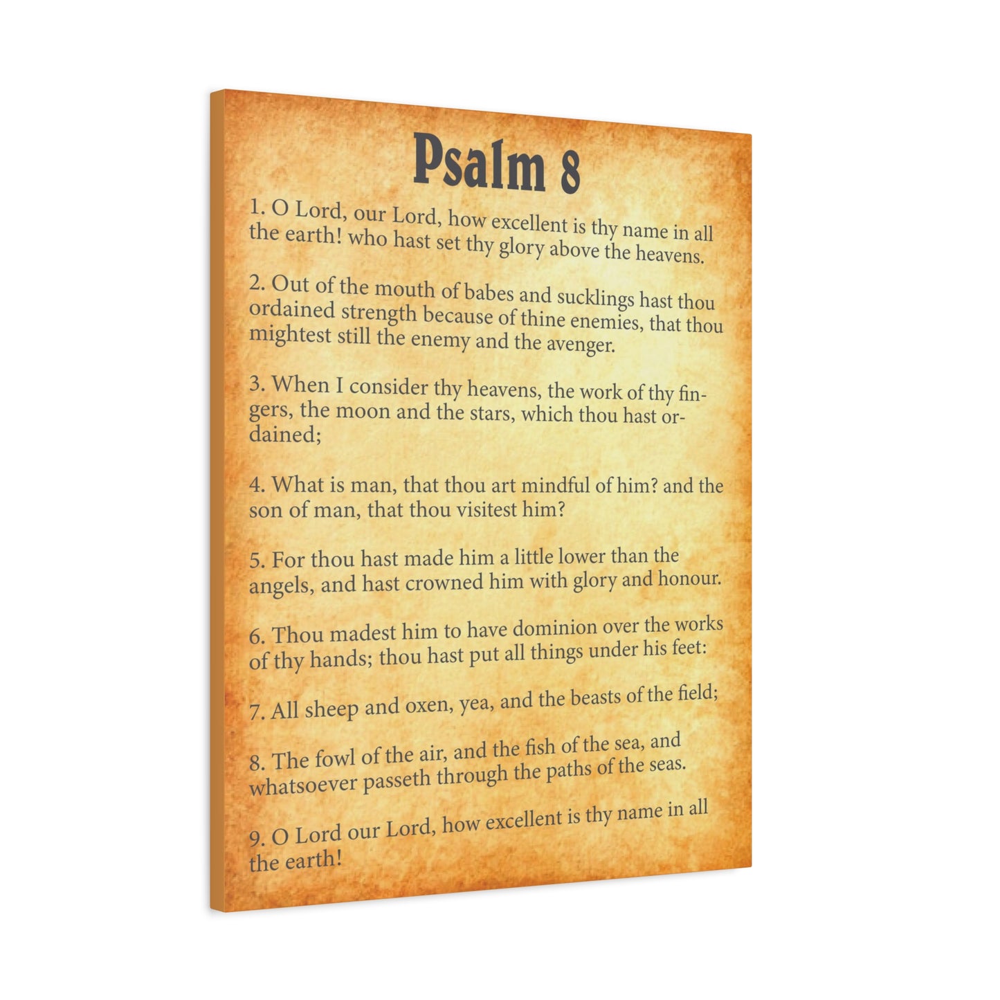 Scripture Walls Psalm 8 Gold Bible Chapter Canvas Christian Wall Art Ready to Hang