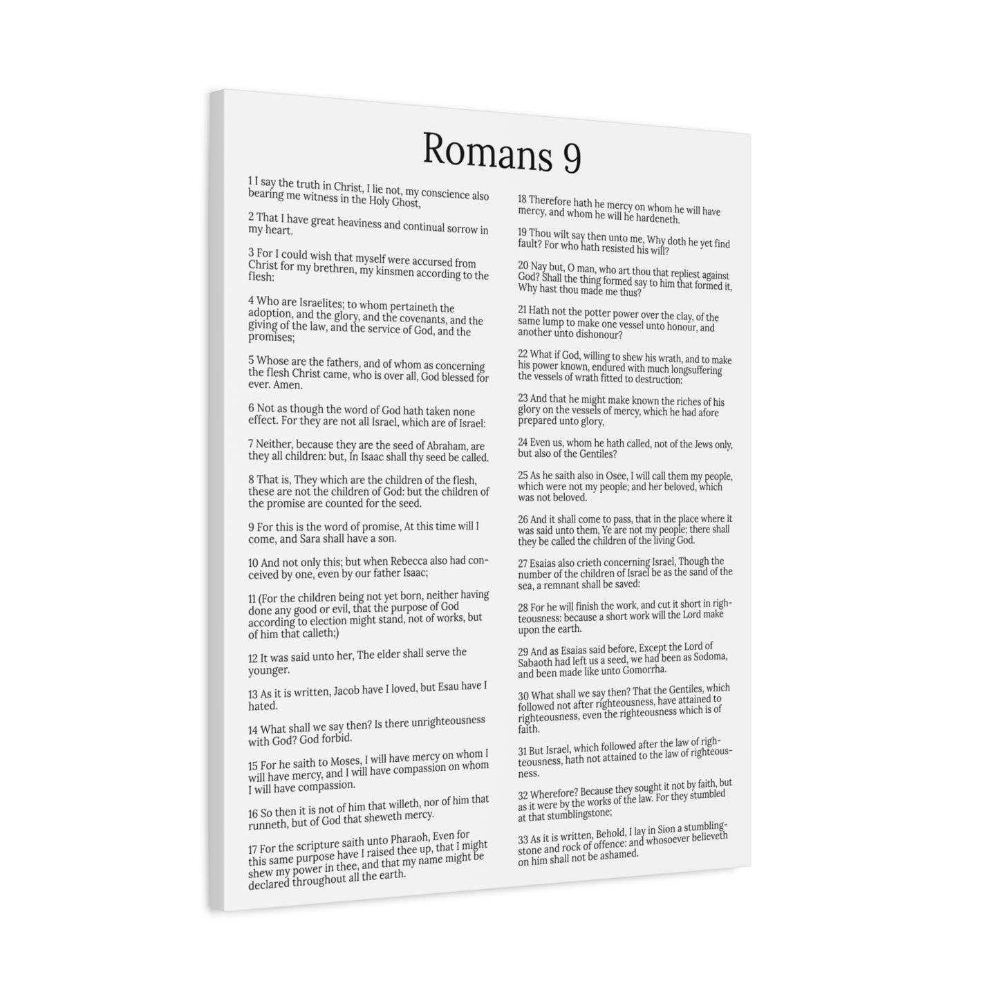 Scripture Walls Romans 9 Chapter White God’s Sovereign Choice Christian Wall Art Print Ready to Hang Unframed