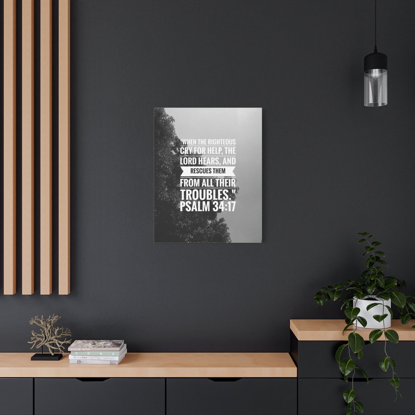 Scripture Canvas Rescues Them Psalm 34:17 Christian Wall Art Bible Verse Print Ready to Hang