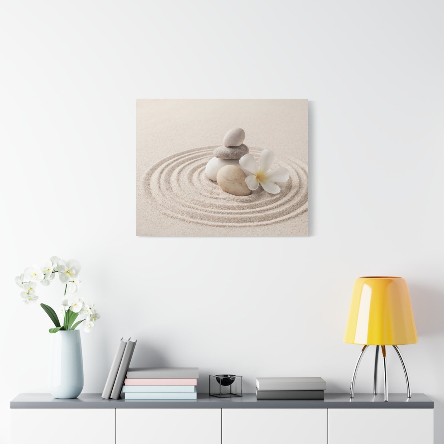 Stacked Zen Stones Forest Floral Nature Photography Canvas Wall Art for Home Decor Ready-to-Hang