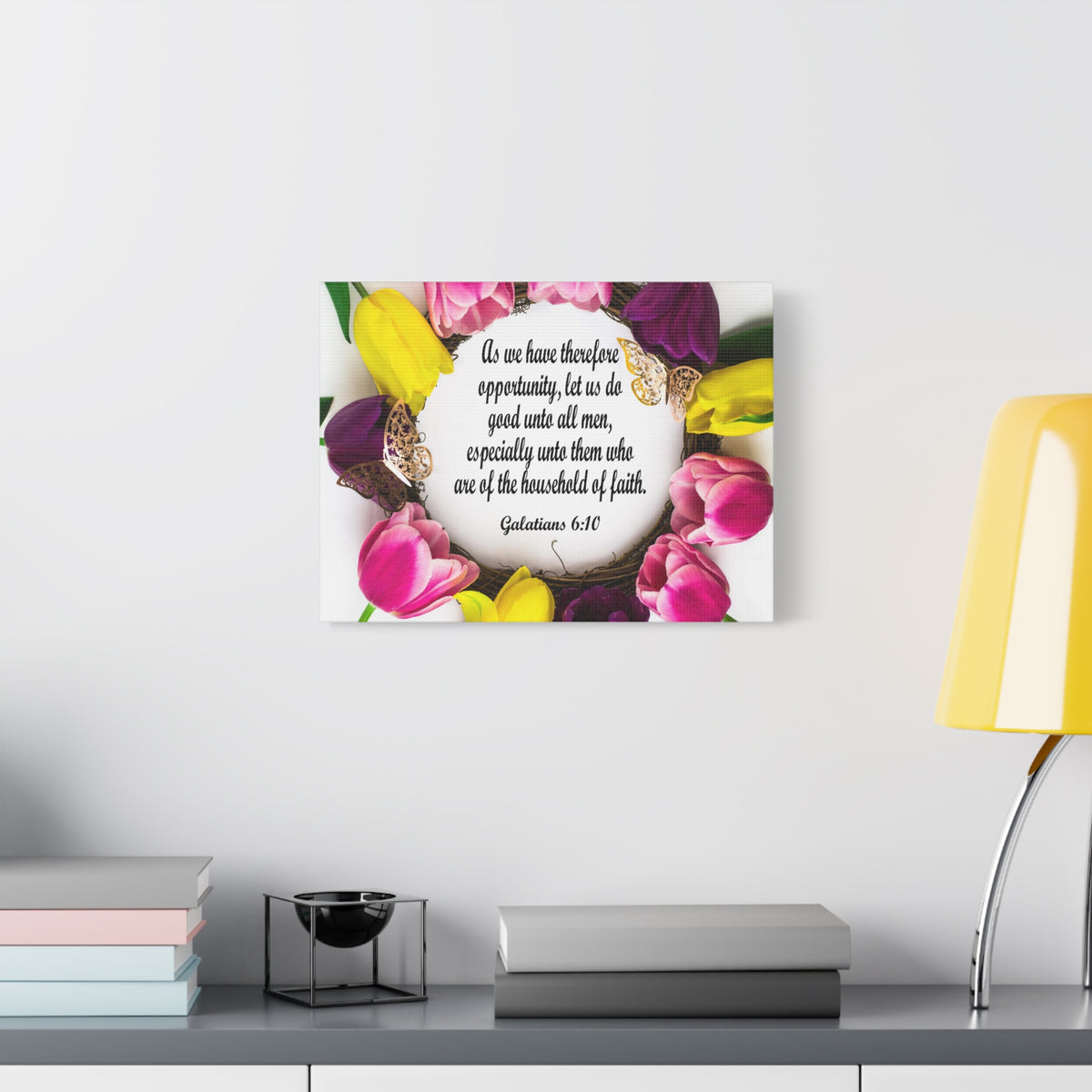 Scripture Canvas Household of Faith Galatians 6:10 Christian Wall Art Bible Verse Print Ready to Hang