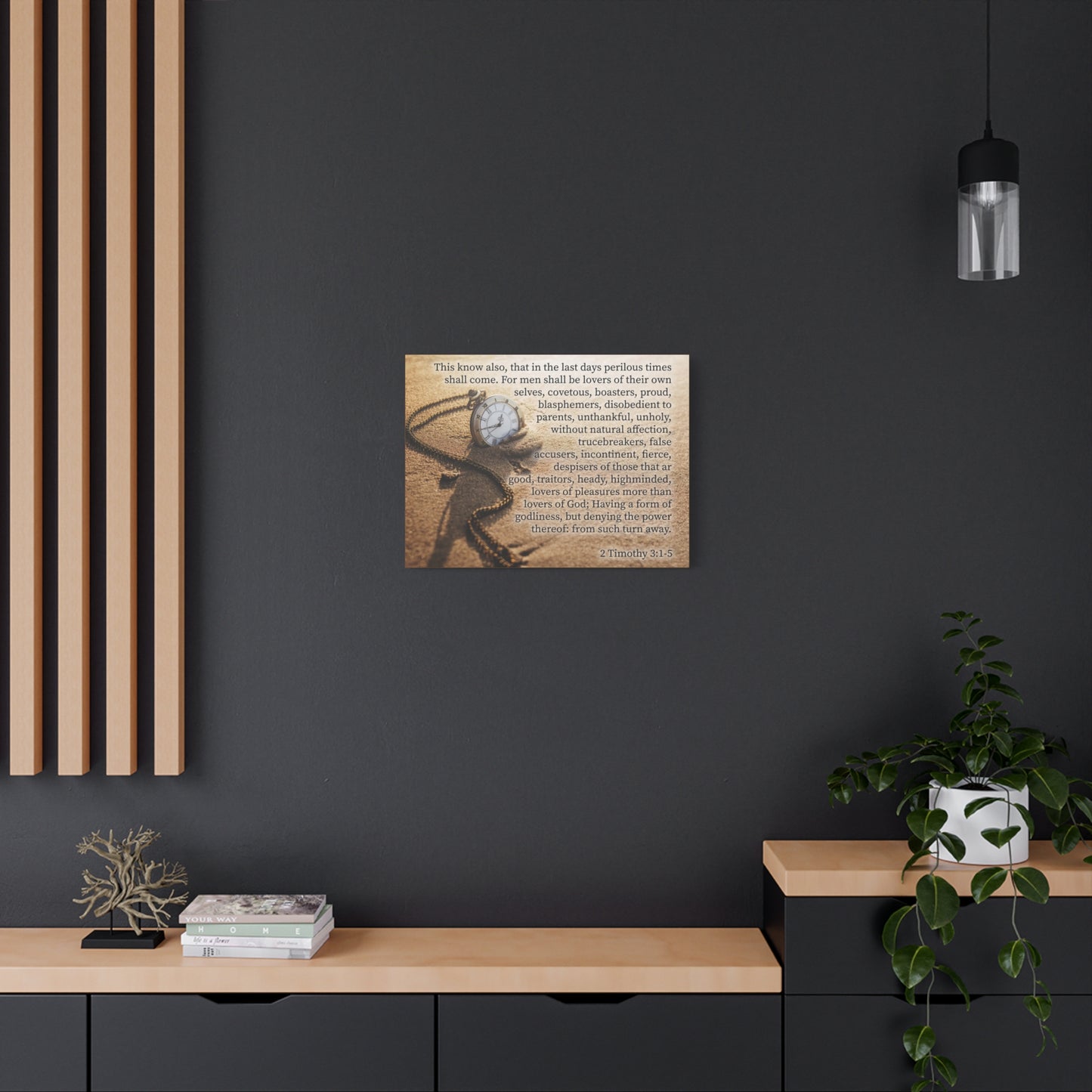 Scripture Canvas Perilous Times 2 Timothy 3:1-5 Christian Wall Art Bible Verse Print Ready to Hang