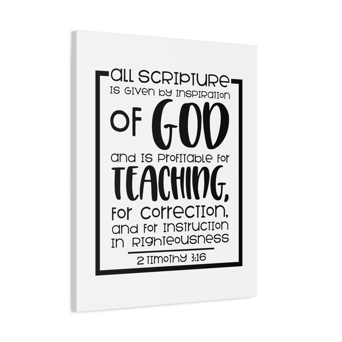 Scripture Canvas Teaching 2 Timothy 3:16 Christian Wall Art Bible Verse Print Ready to Hang
