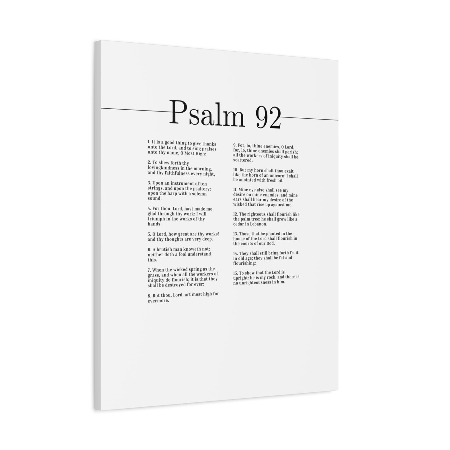 Scripture Canvas Give Thanks Unto The Lord Psalm 92 Christian Wall Art Bible Verse Print Ready to Hang