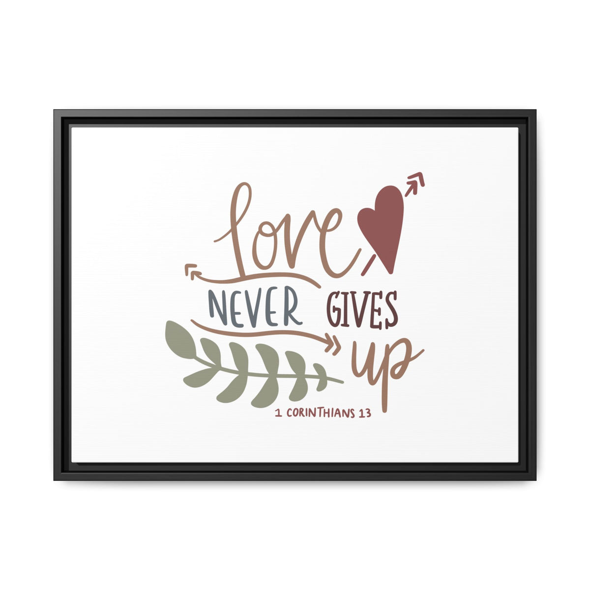 Scripture Canvas Love Never Gives Up 1 Corinthians 13 Christian Wall Art Bible Verse Print Ready to Hang